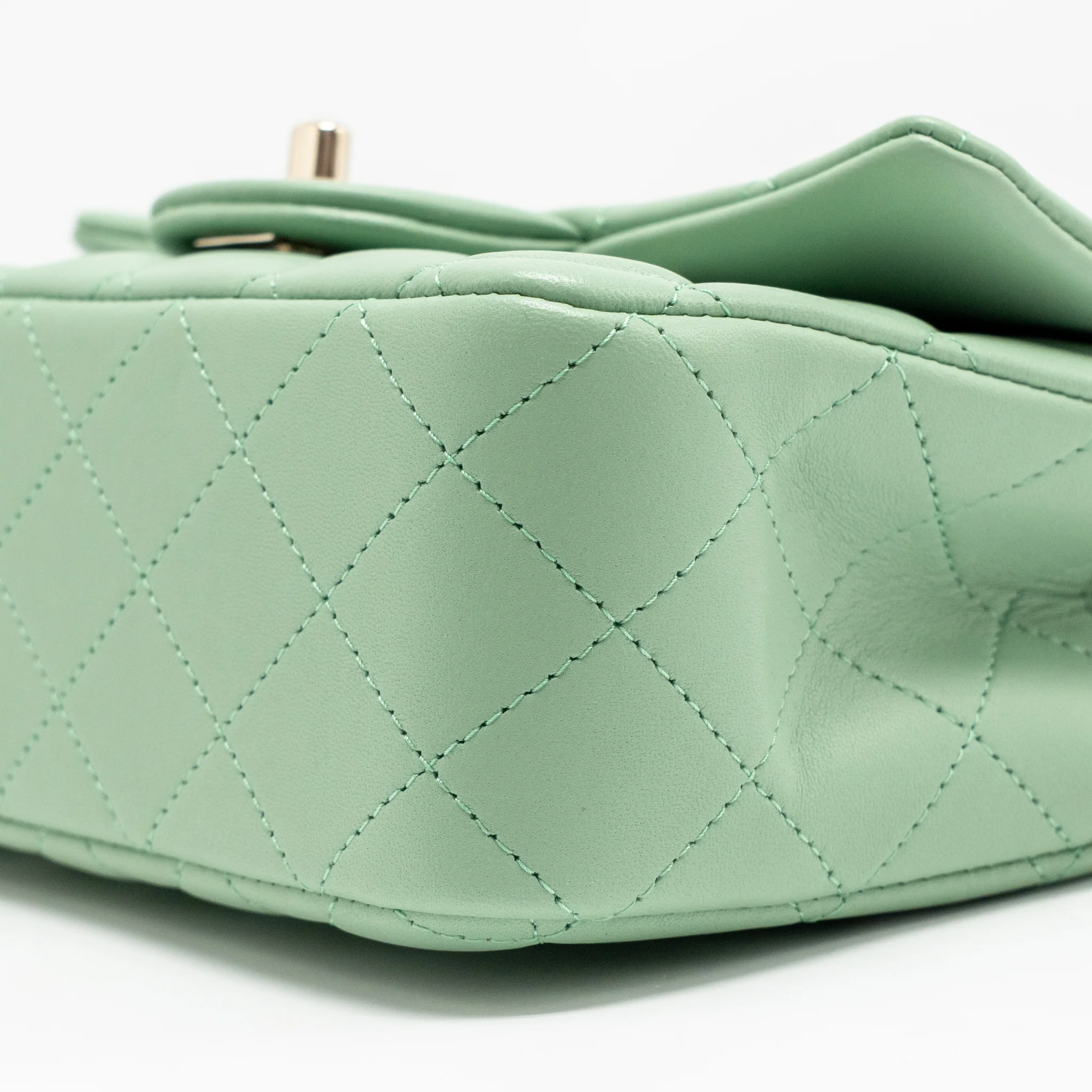 Chanel 23P Top Handle Mini Rectangular Lambskin Light Green LGHW (Microchip) - Image 7