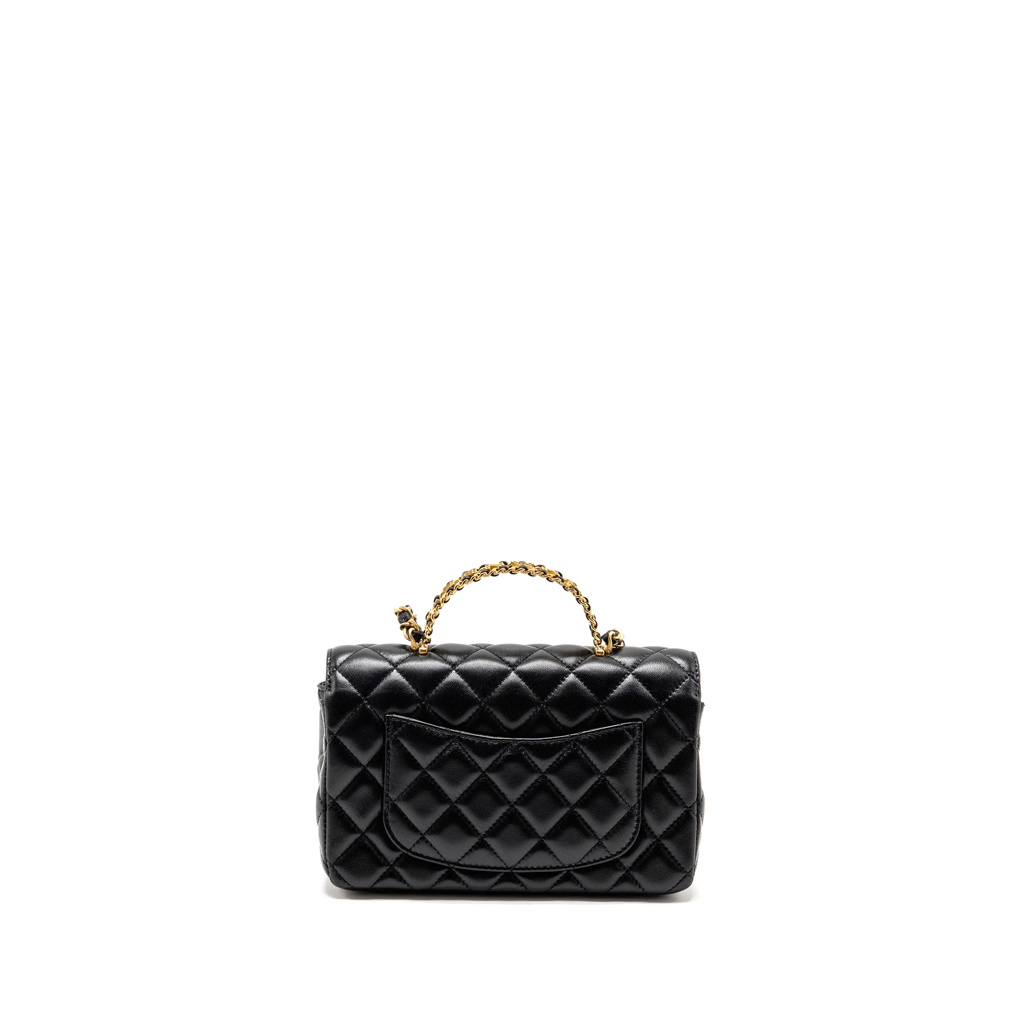 Chanel 24c Detail Top Handle Flap Bag Lambskin Black GHW (microchip) - Image 2