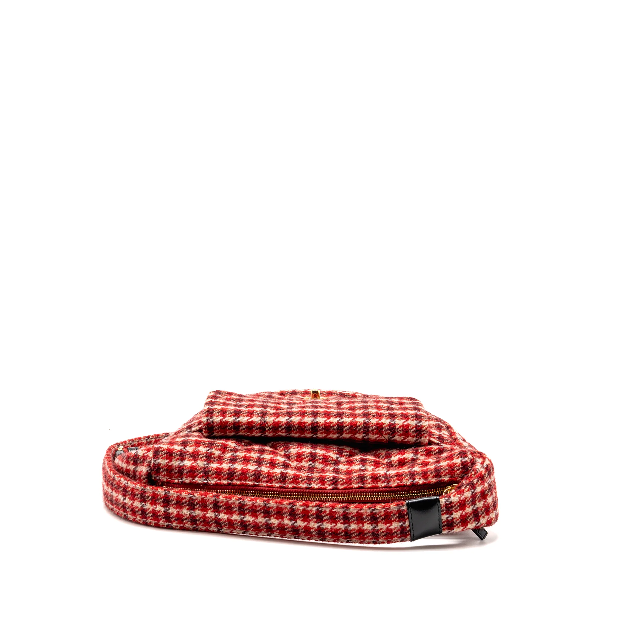 Chanel 24n Grand Sac Hobo Bag Houndstooth Tweed Red GHW (microchip) - Image 5