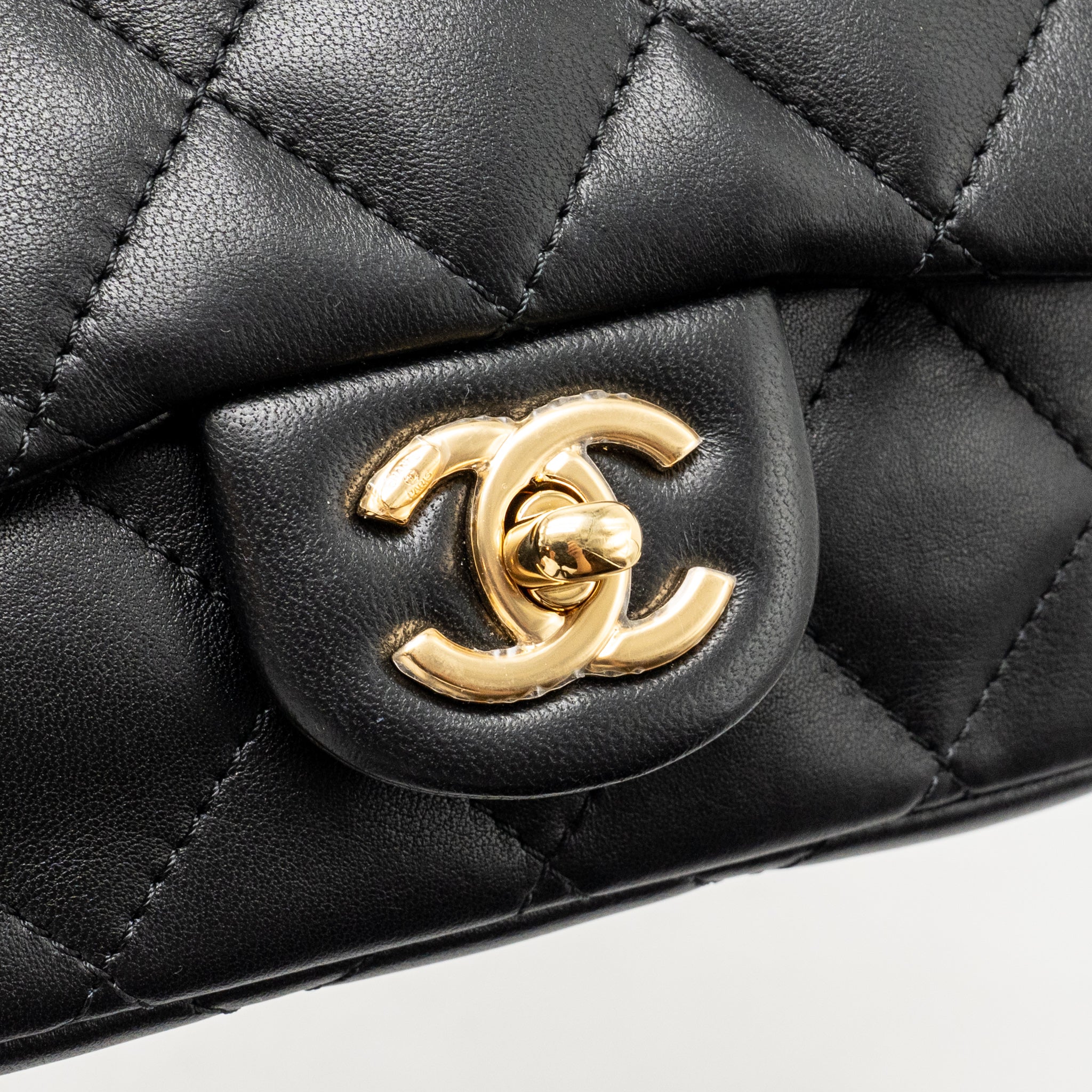 Chanel 24S Top Handle Mini Flap Bag Lambskin Black GHW (Microchip) - Image 13