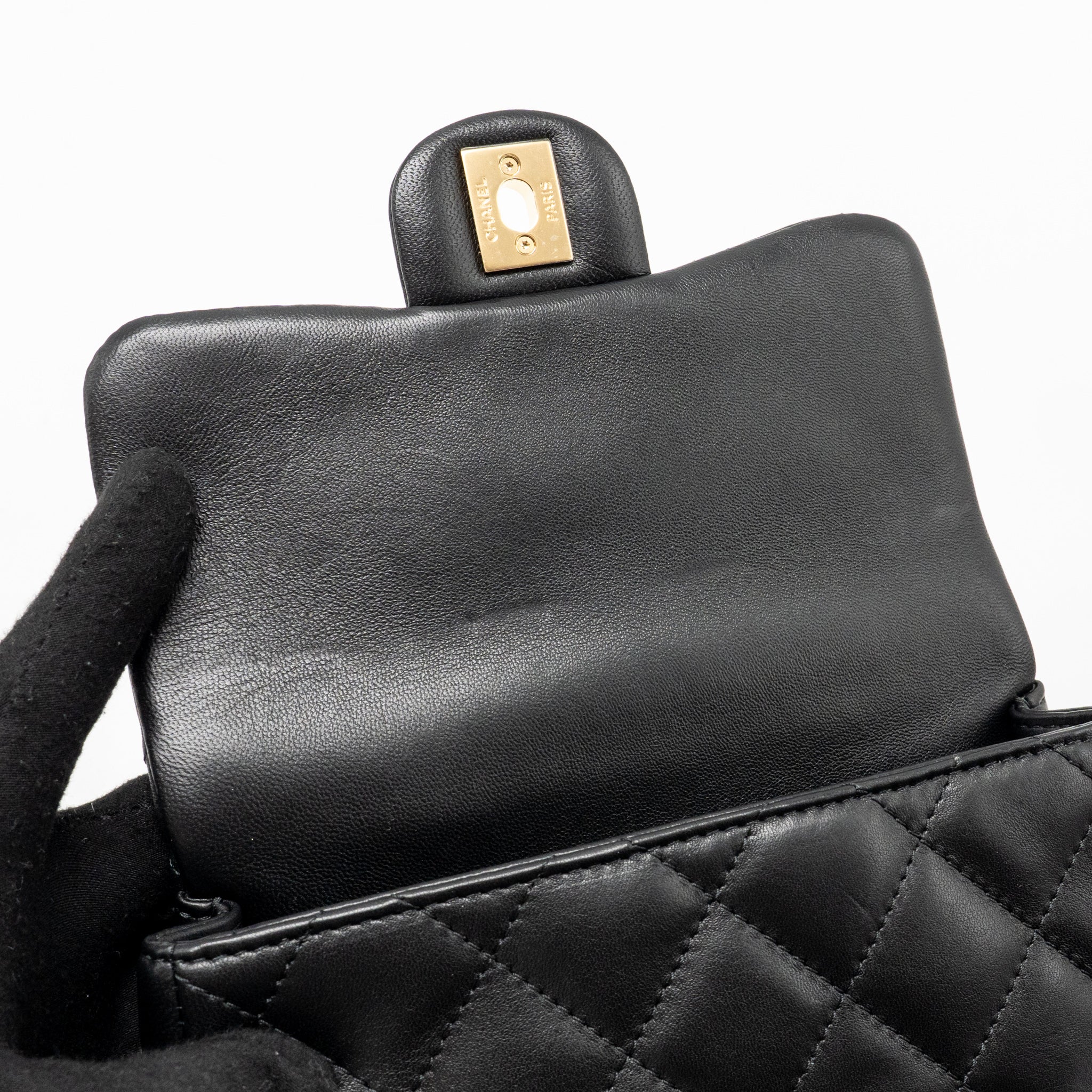 Chanel 24S Top Handle Mini Flap Bag Lambskin Black GHW (Microchip) - Image 14