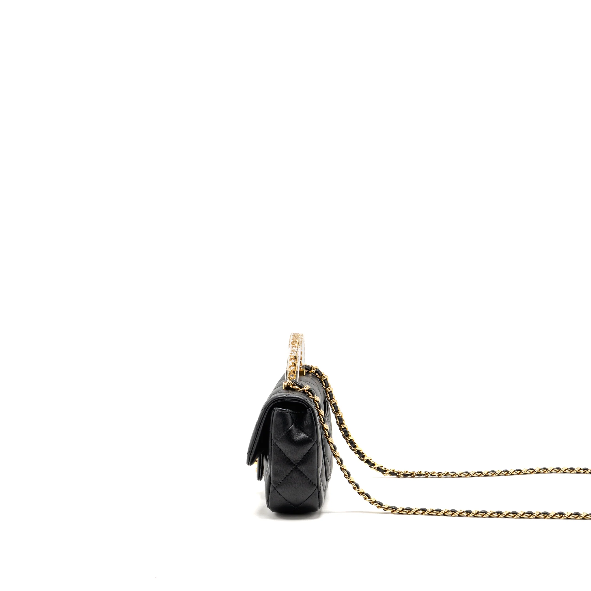 Chanel 24S Top Handle Mini Flap Bag Lambskin Black GHW (Microchip) - Image 4