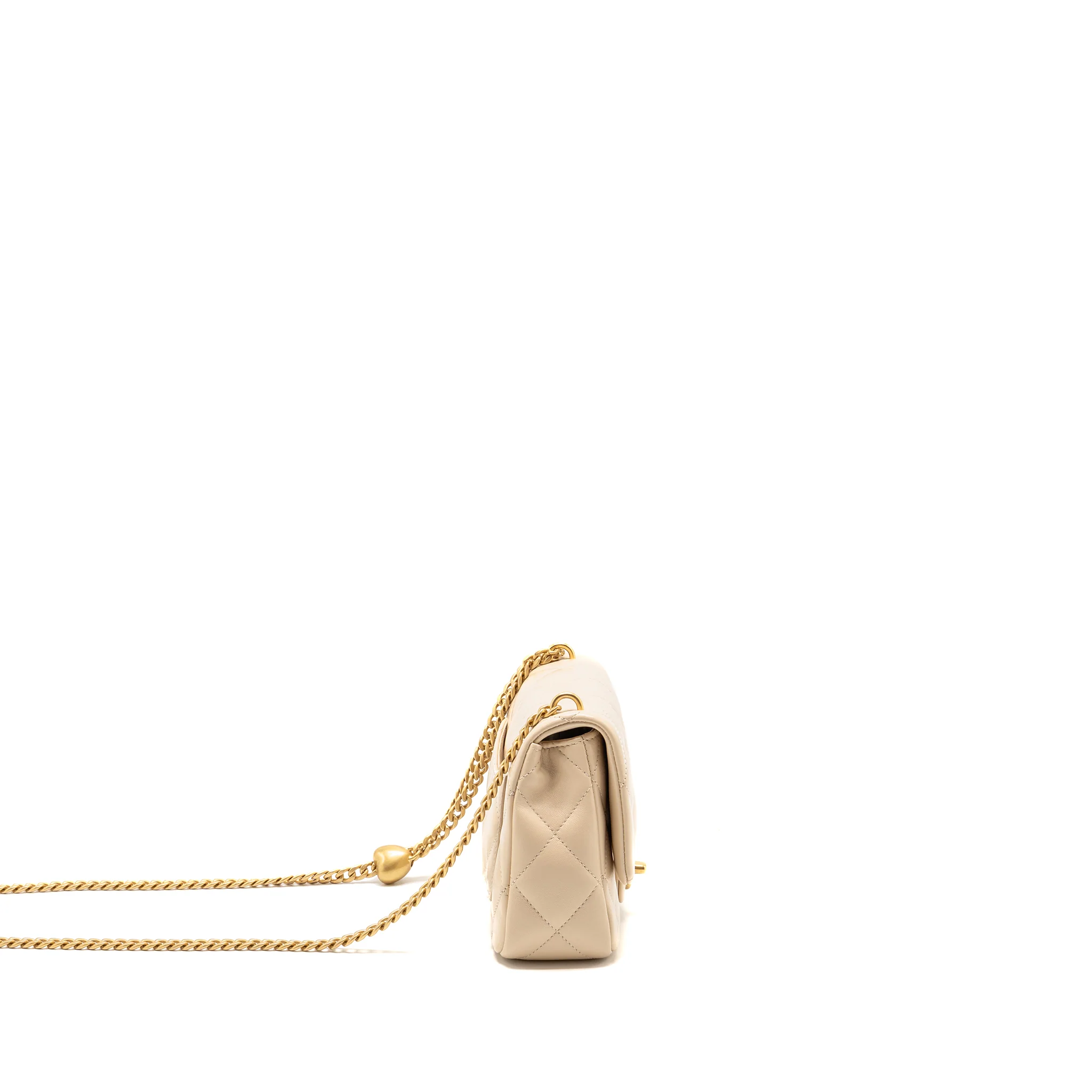 Chanel 25c Coco Love Adjustable Chain Shiny Lambskin Beige GHW (microchip) - Image 3
