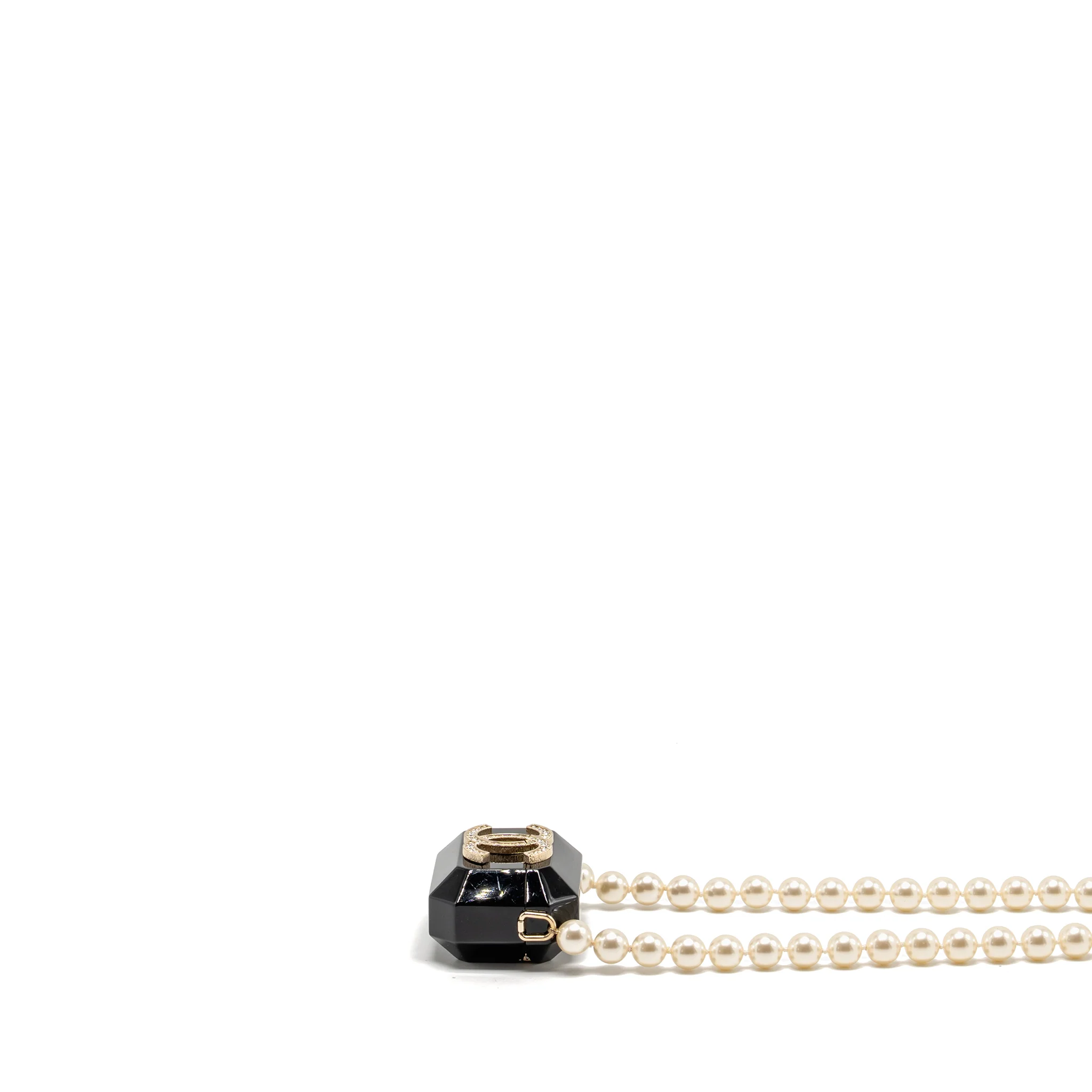 Chanel AirPods Case with Pearl Chain Black LGHW - Image 4