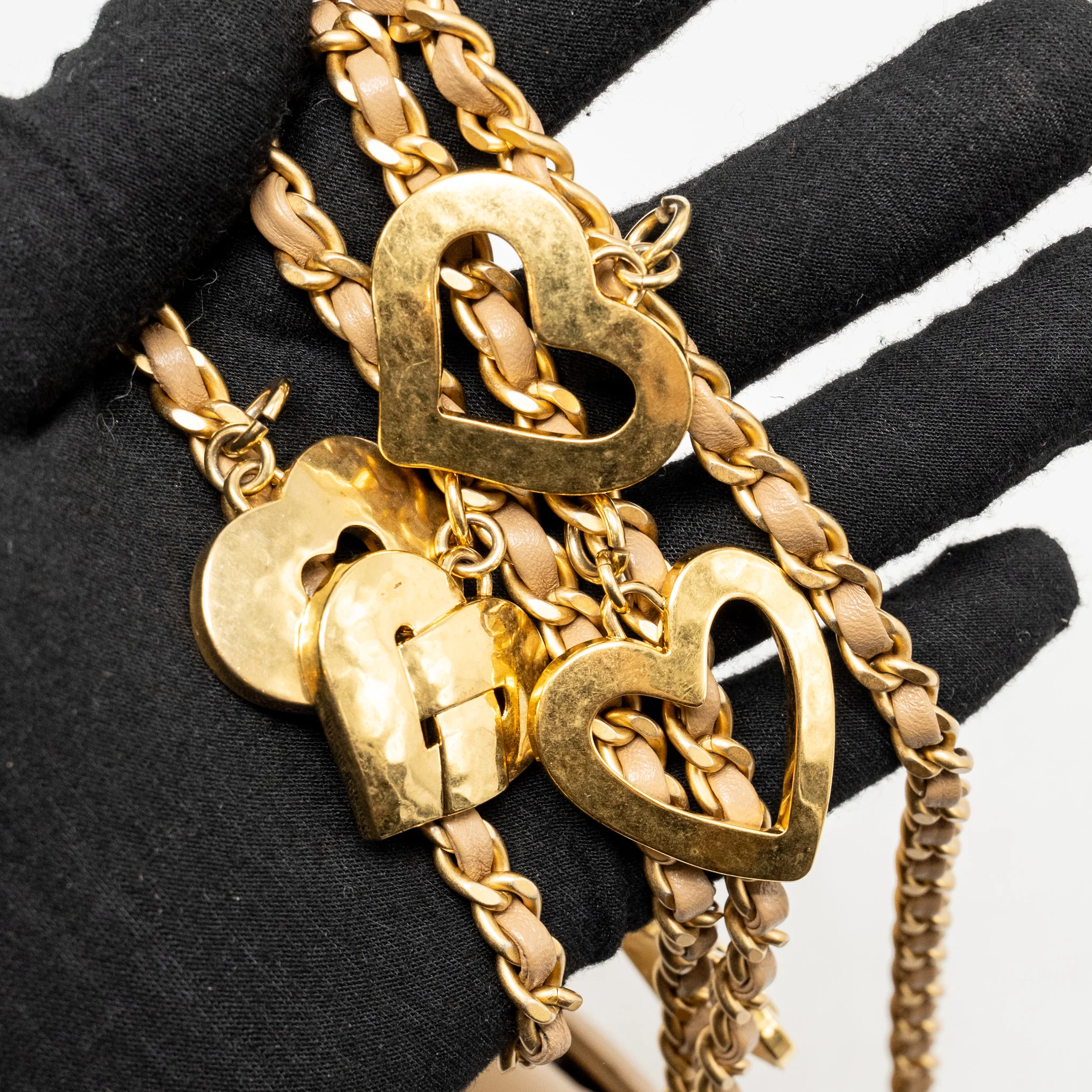 Chanel heart charms on chain flap bag lambskin beige GHW (microchip) - Image 19