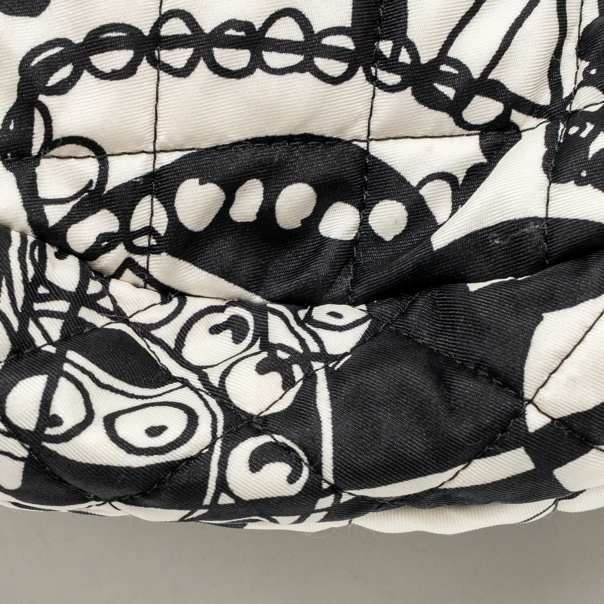 Chanel Dear Coco Hobo Bag Printed Fabric/Leather White/Black GHW (Microchip) - Image 11