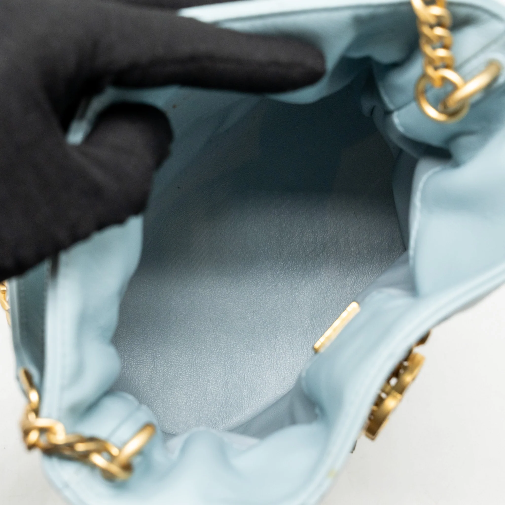 Chanel Enamel CC Bucket Bag Lambskin Light Blue GHW (Microchip) - Image 16
