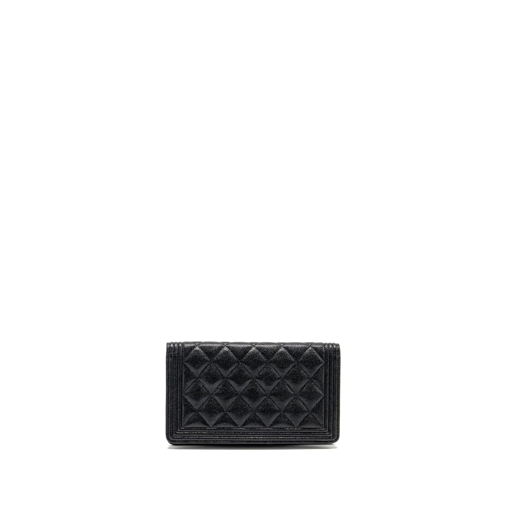 Chanel Boy Long Wallet Shiny Grained Calfskin Black SHW - Image 2