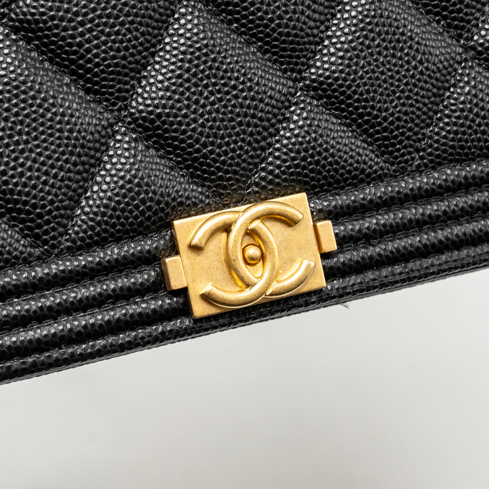 Chanel Boy Wallet on Chain Caviar Black GHW (Microchip) - Image 12