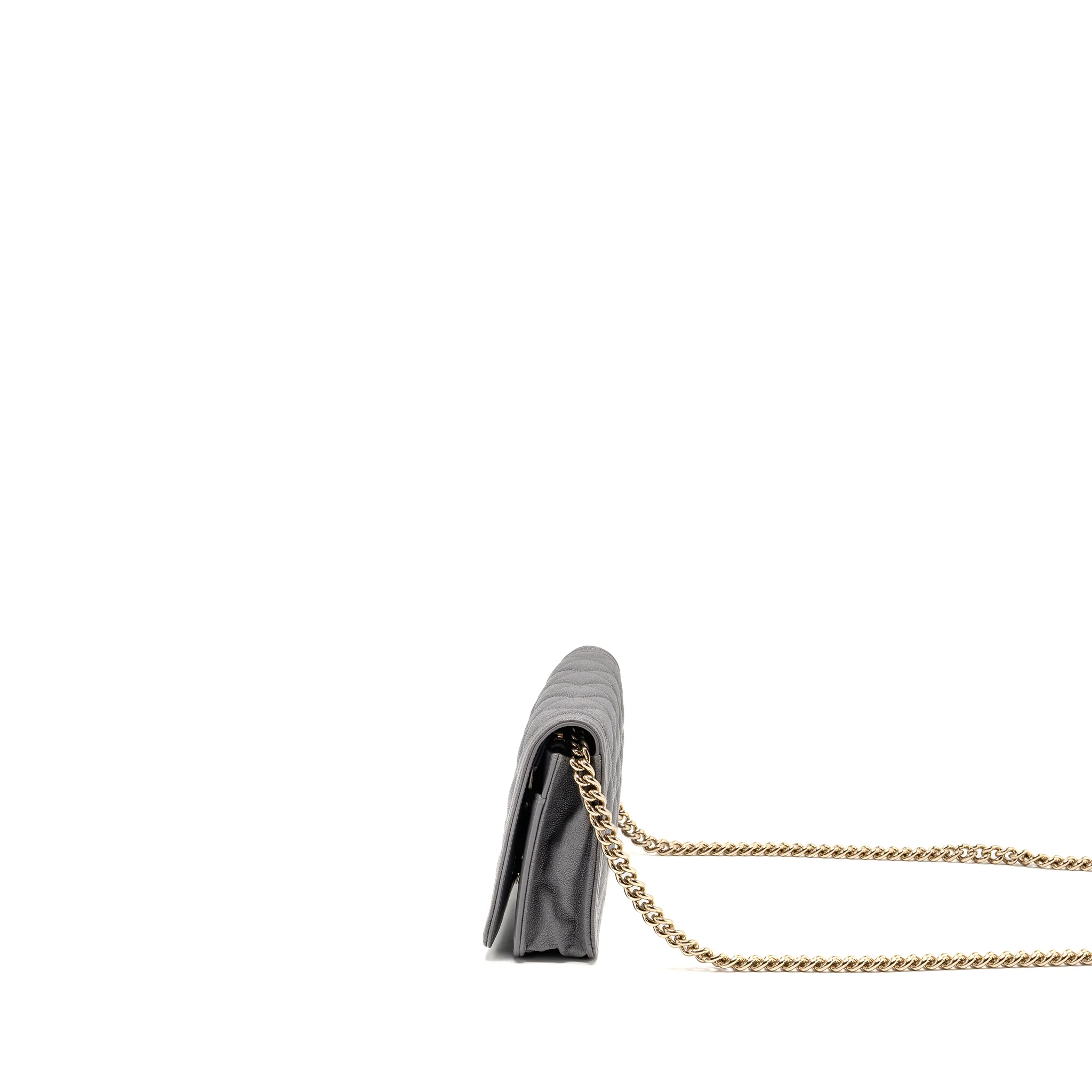Chanel Boy Wallet on Chain Caviar Grey LGHW - Image 4