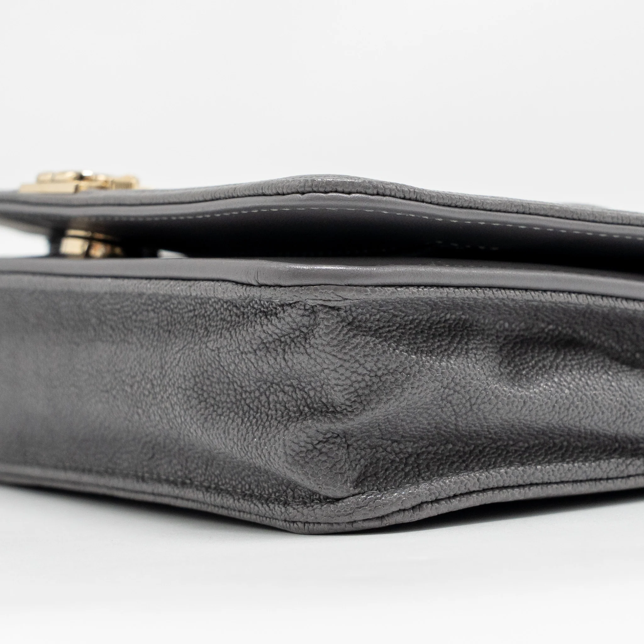 Chanel Boy Wallet on Chain Caviar Grey LGHW - Image 7