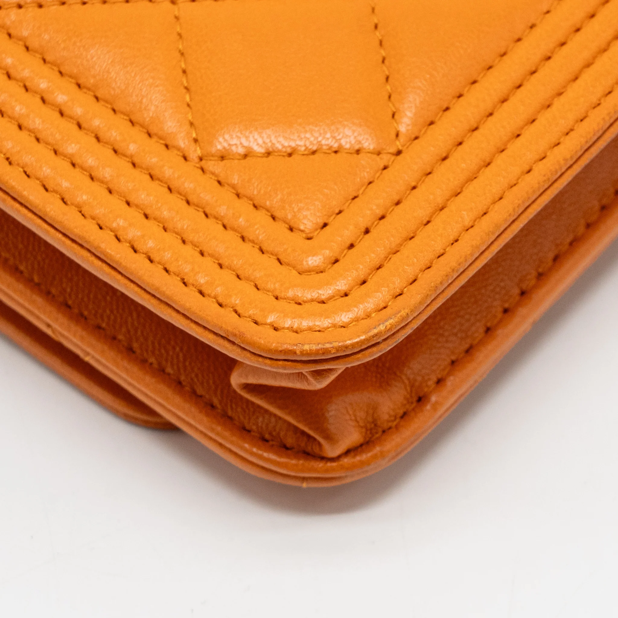 Chanel boy wallet on chain lambskin orange ruthenium silver hardware - Image 11