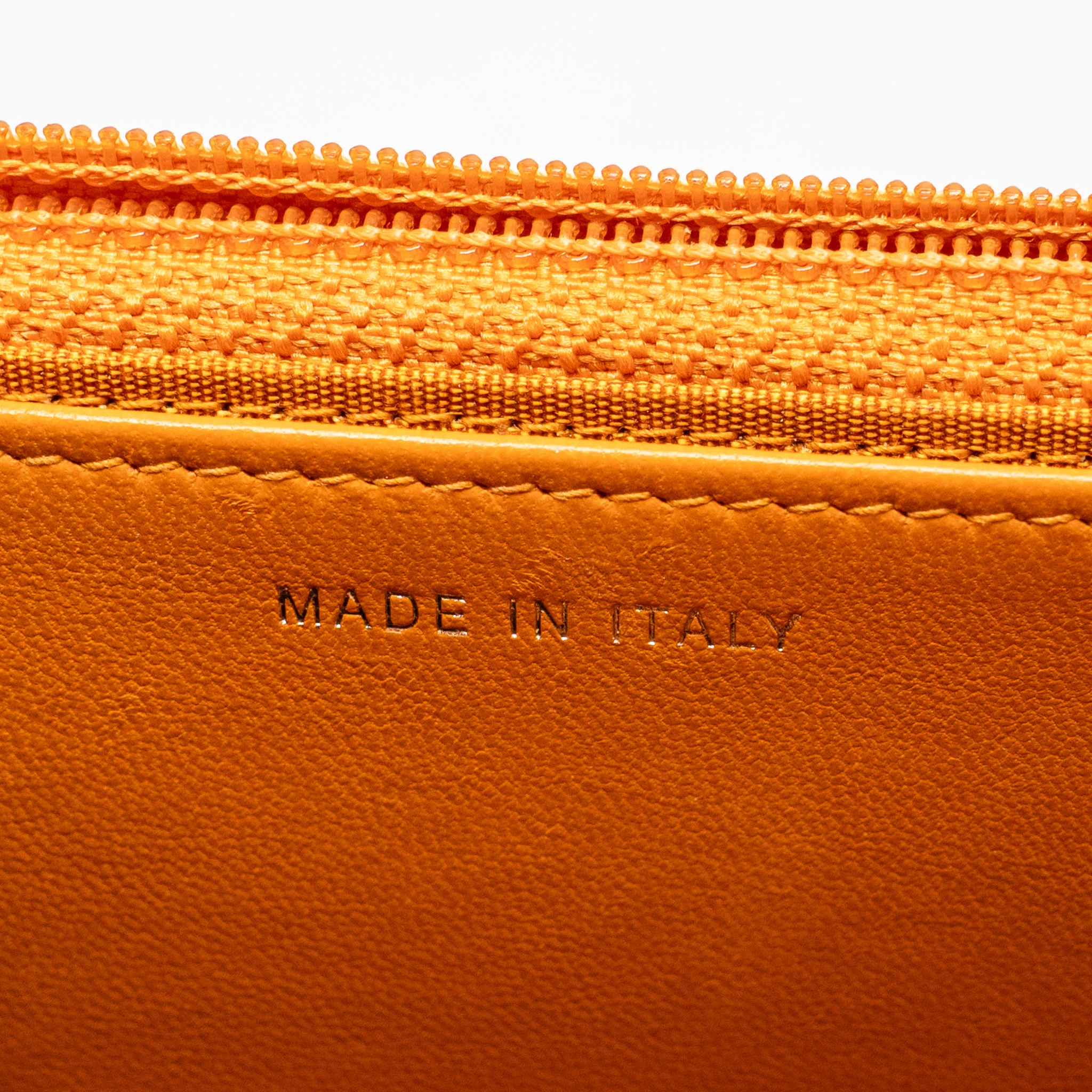 Chanel boy wallet on chain lambskin orange ruthenium silver hardware - Image 19