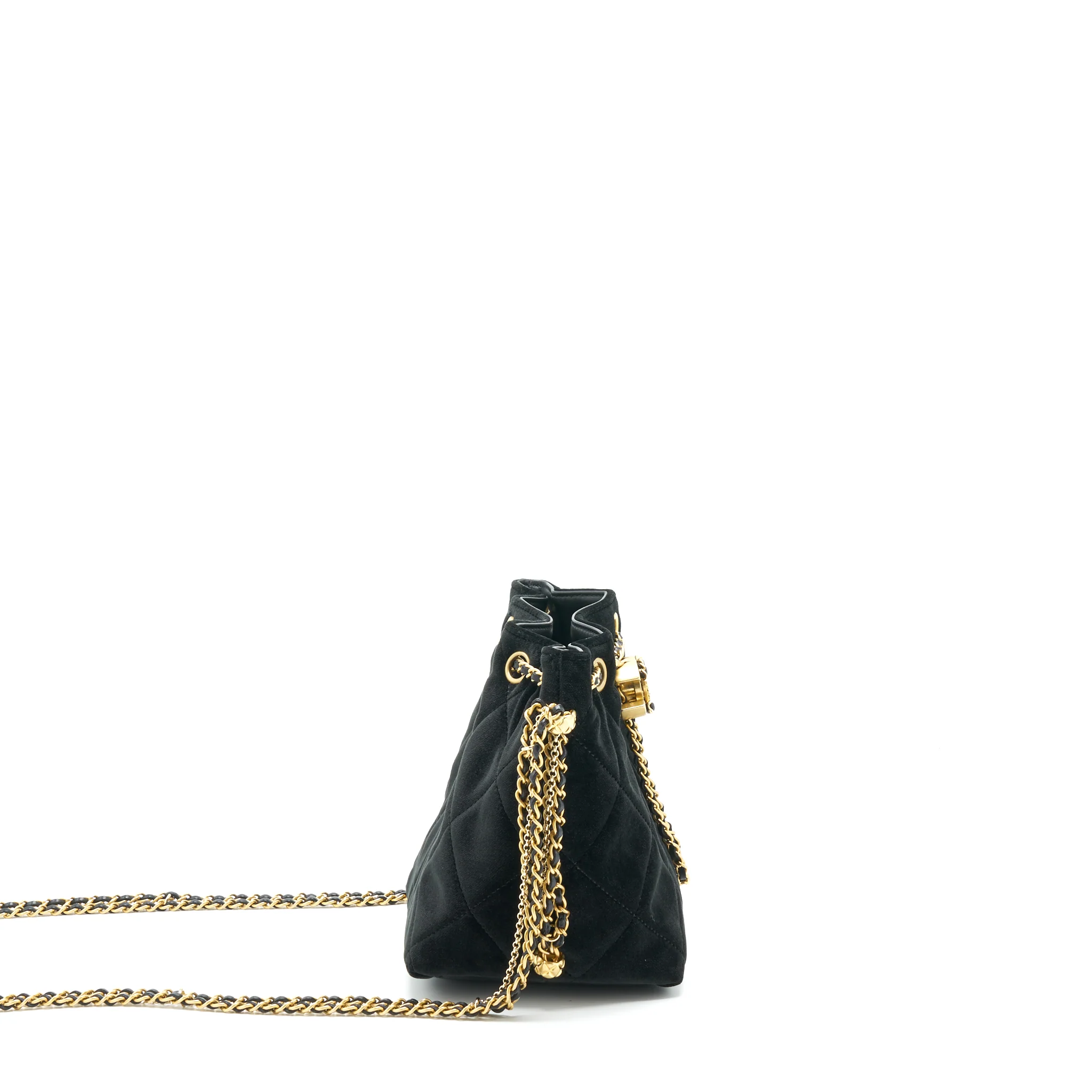 Chanel Bucket Bag Velvet Black GHW - Image 4