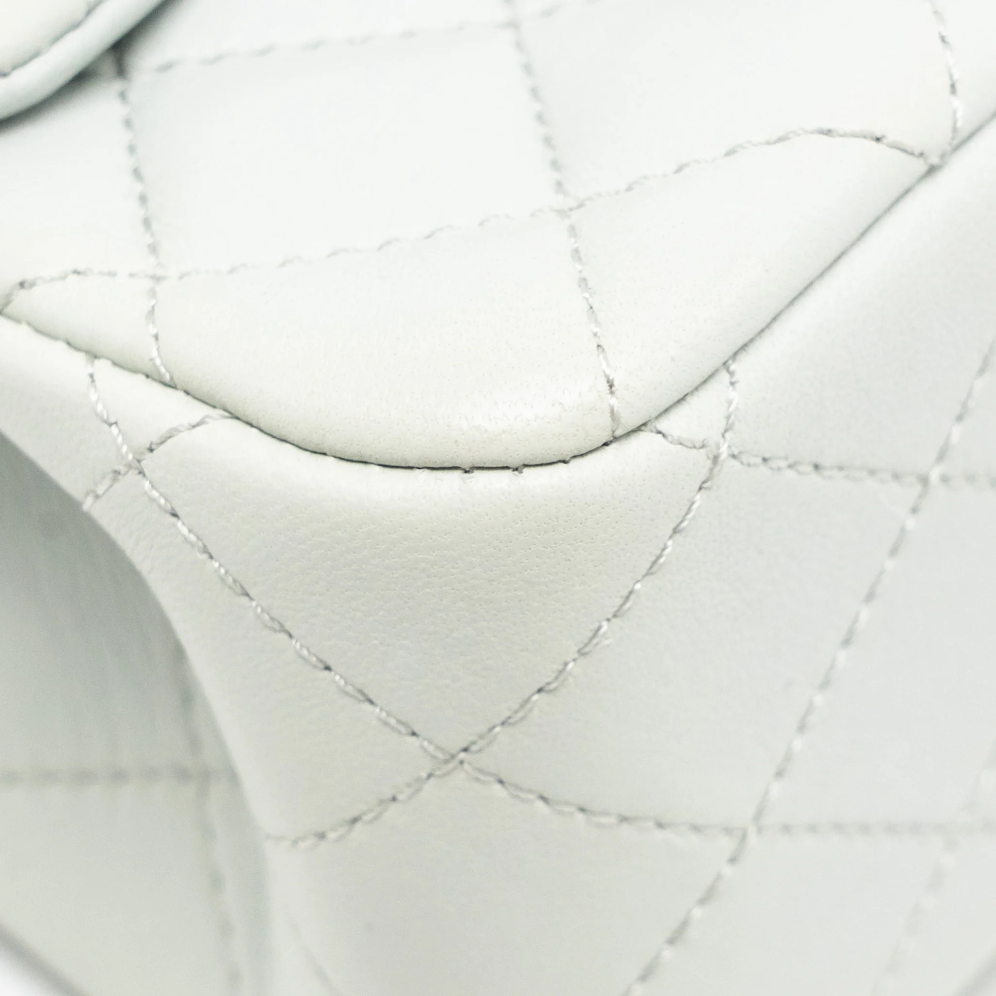 Chanel Camellia Adjustable Chain Mini Square flap bag Lambskin light grey GHW (microchip) - Image 8
