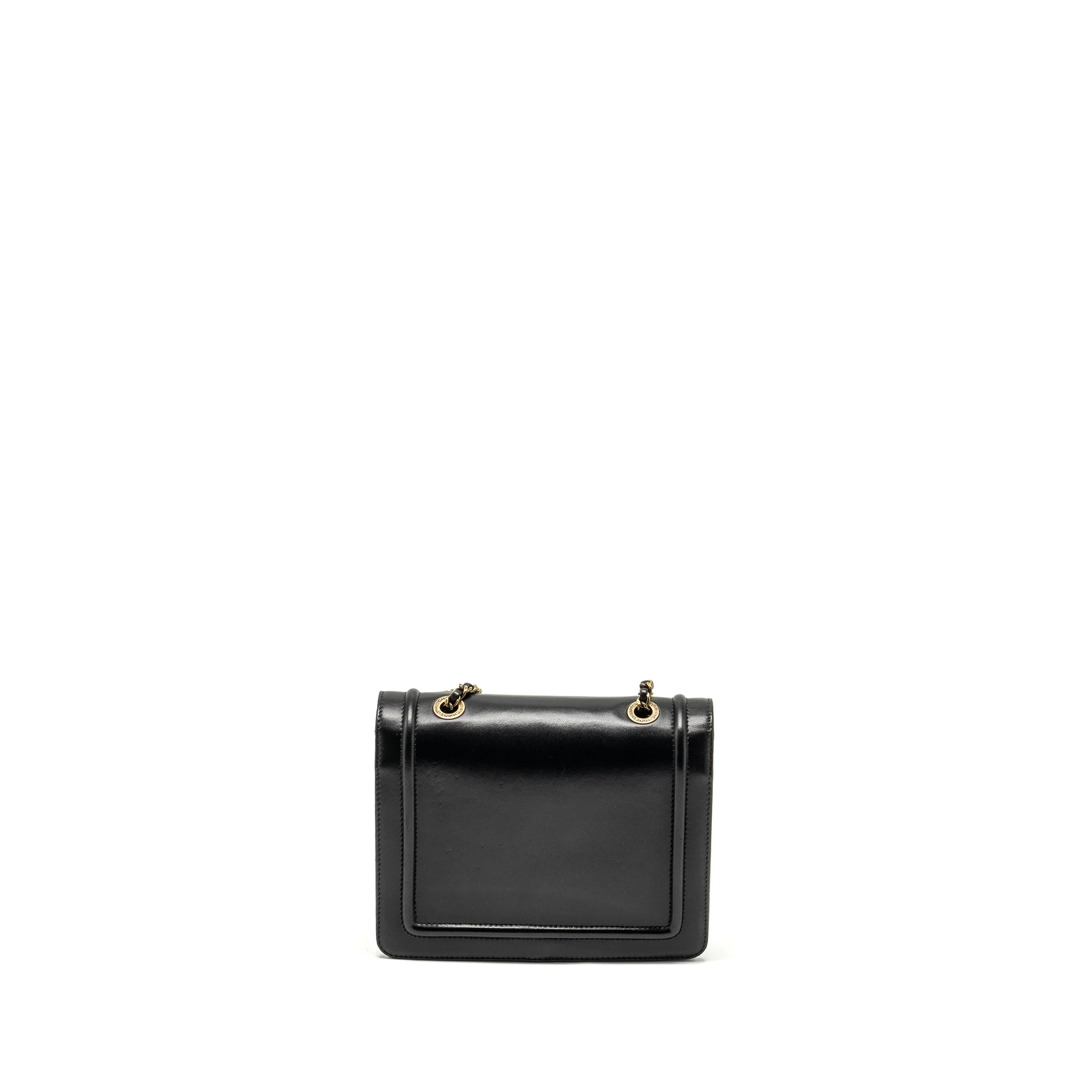 Chanel CC logo square flap bag lambskin black SHW - Image 2