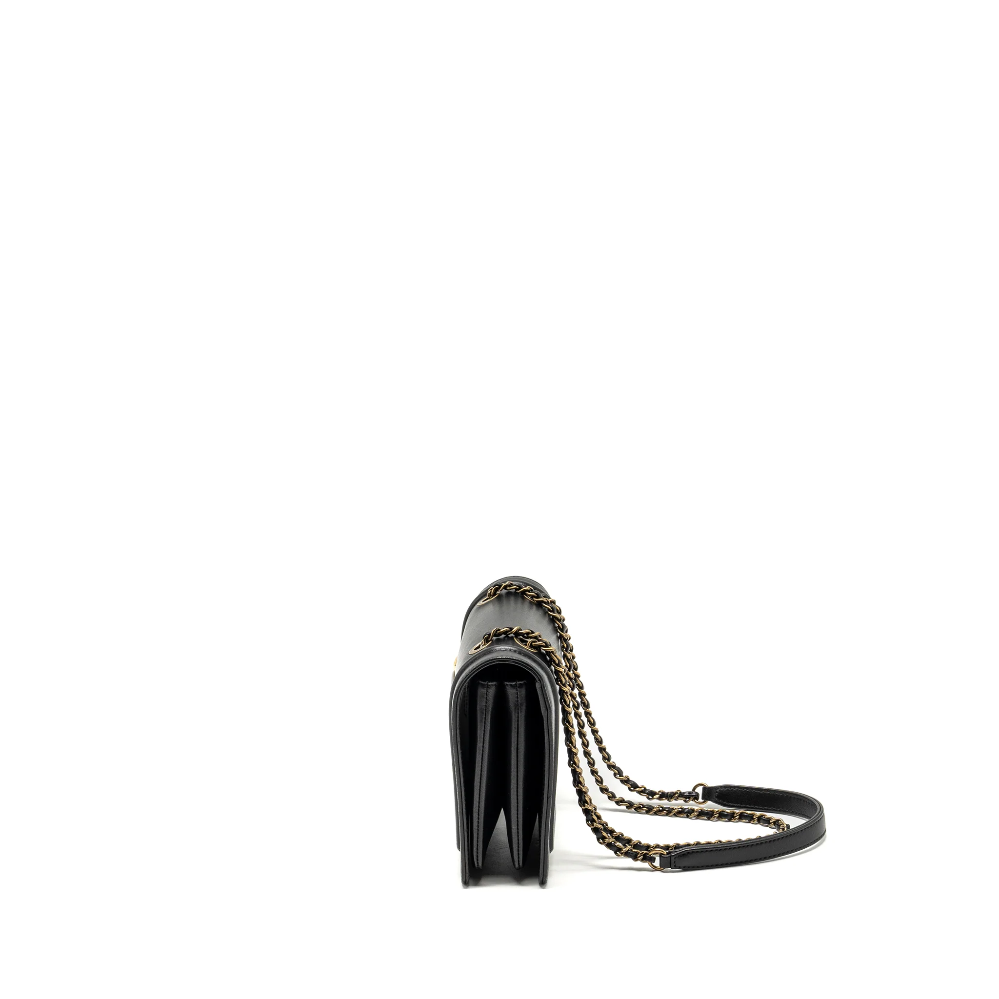 Chanel CC logo square flap bag lambskin black SHW - Image 4