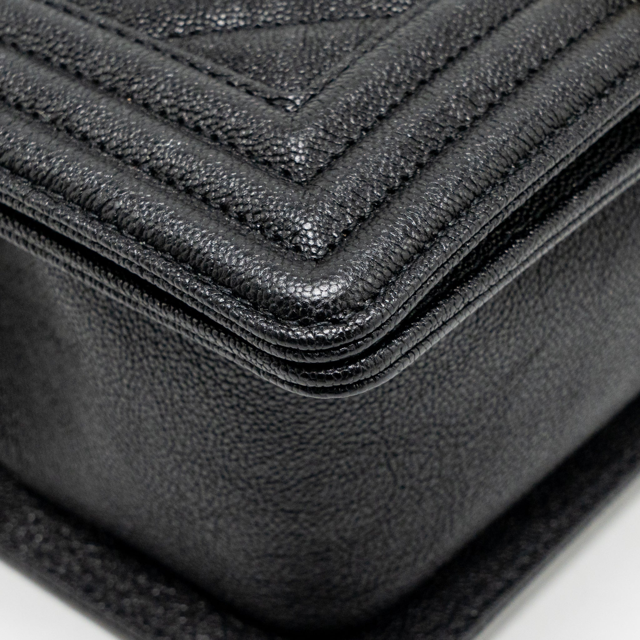 Chanel Chevron Small Boy Bag Caviar Black GHW - Image 10