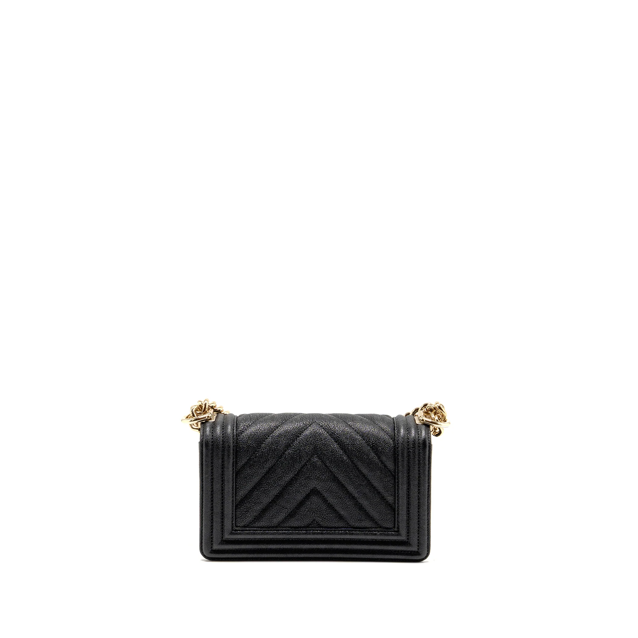 Chanel Chevron Small Boy Bag Caviar Black GHW - Image 2