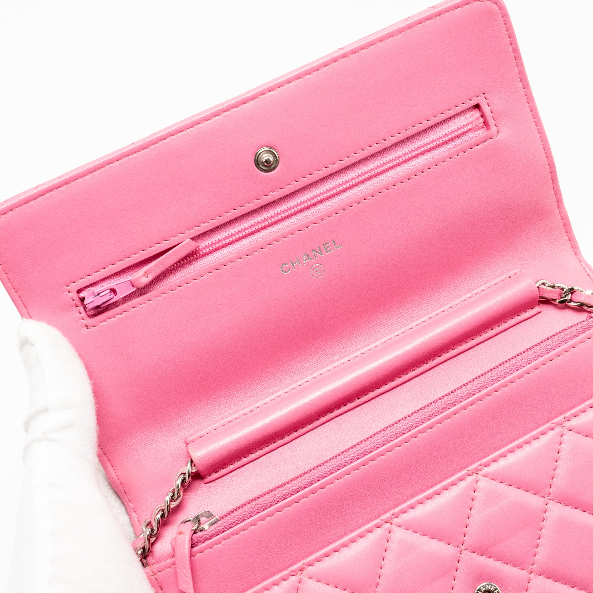 Chanel Classic Wallet on Chain Lambskin Pink SHW - Image 14