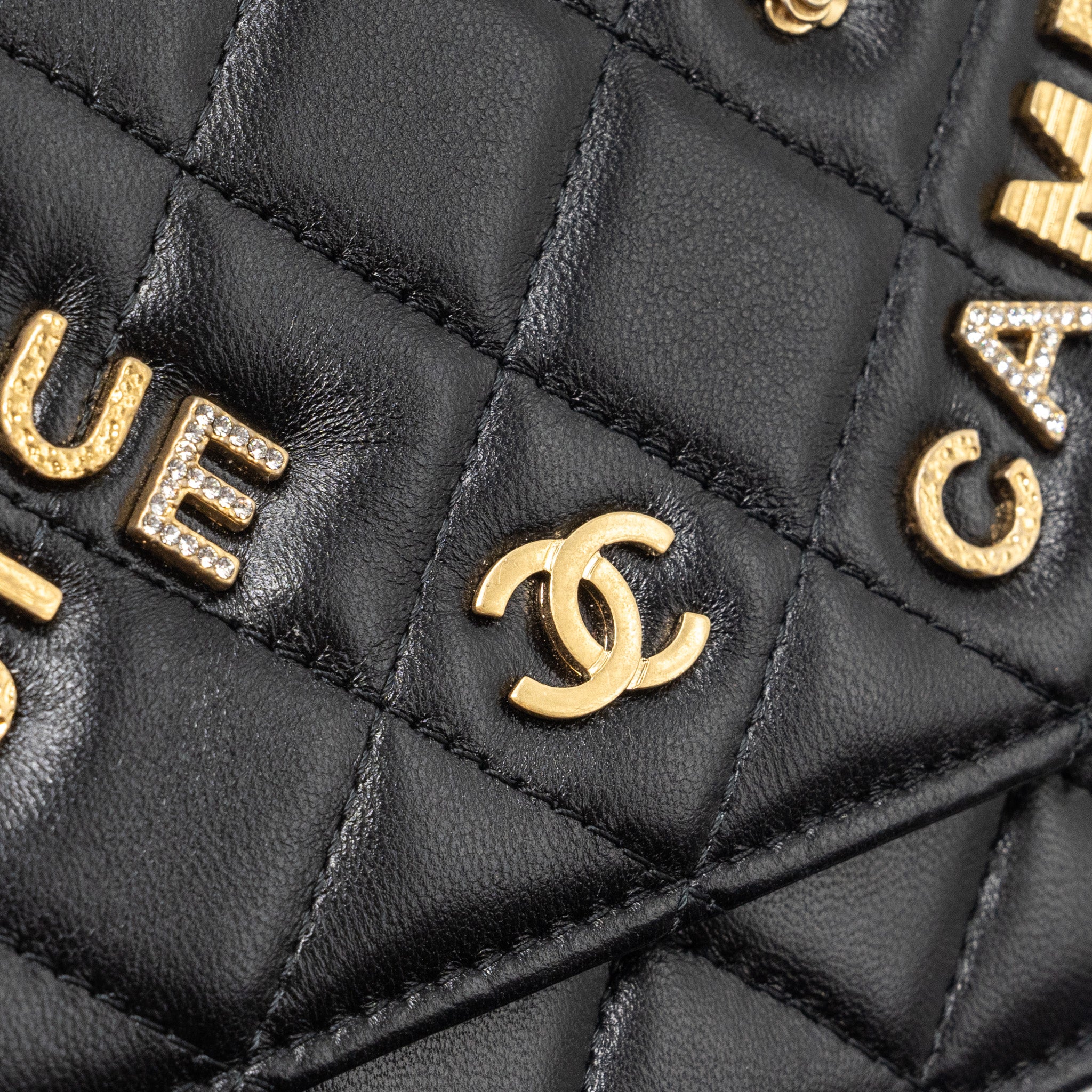 Chanel Classic Wallet On Chain With Charms Lambskin Black GHW - Image 10
