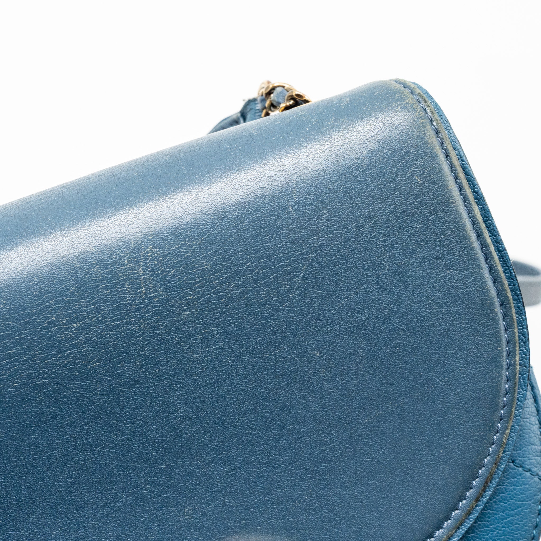 Chanel coco curve flap bag leather blue GHW - Image 13