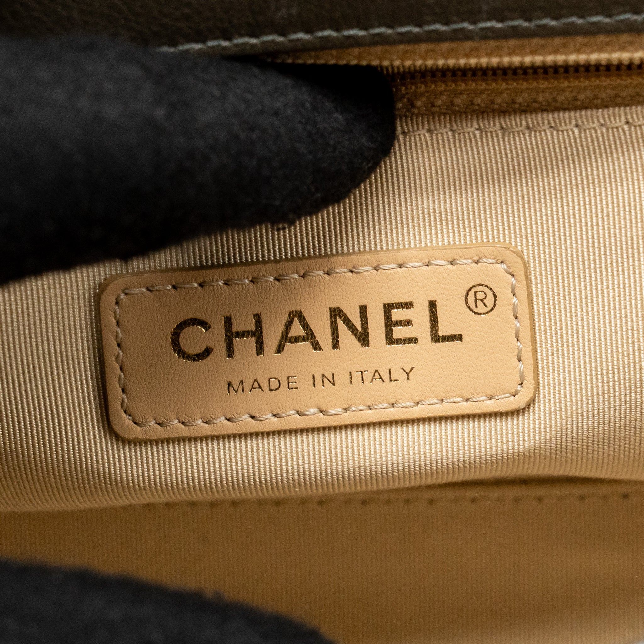 Chanel Top Handle Label Click Flap Bag Grained Calfskin Khaki LGHW - Image 18