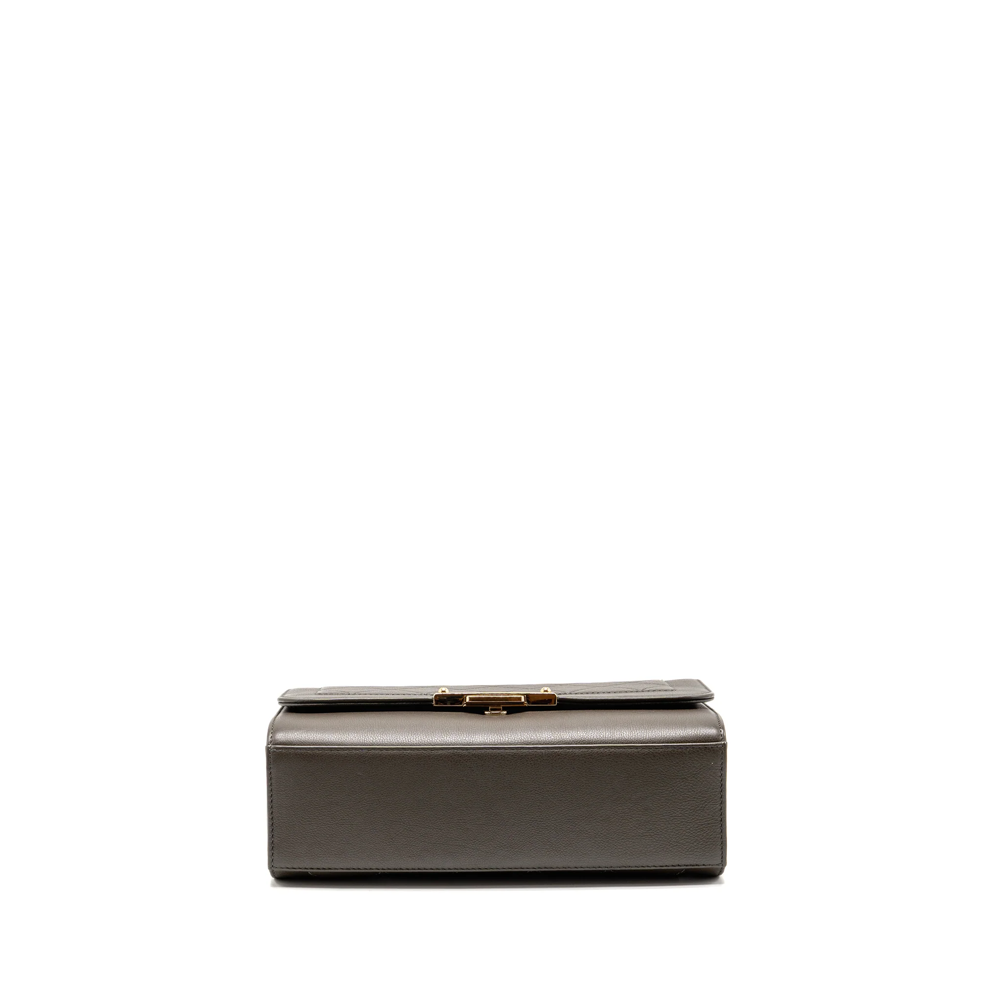 Chanel Top Handle Label Click Flap Bag Grained Calfskin Khaki LGHW - Image 6