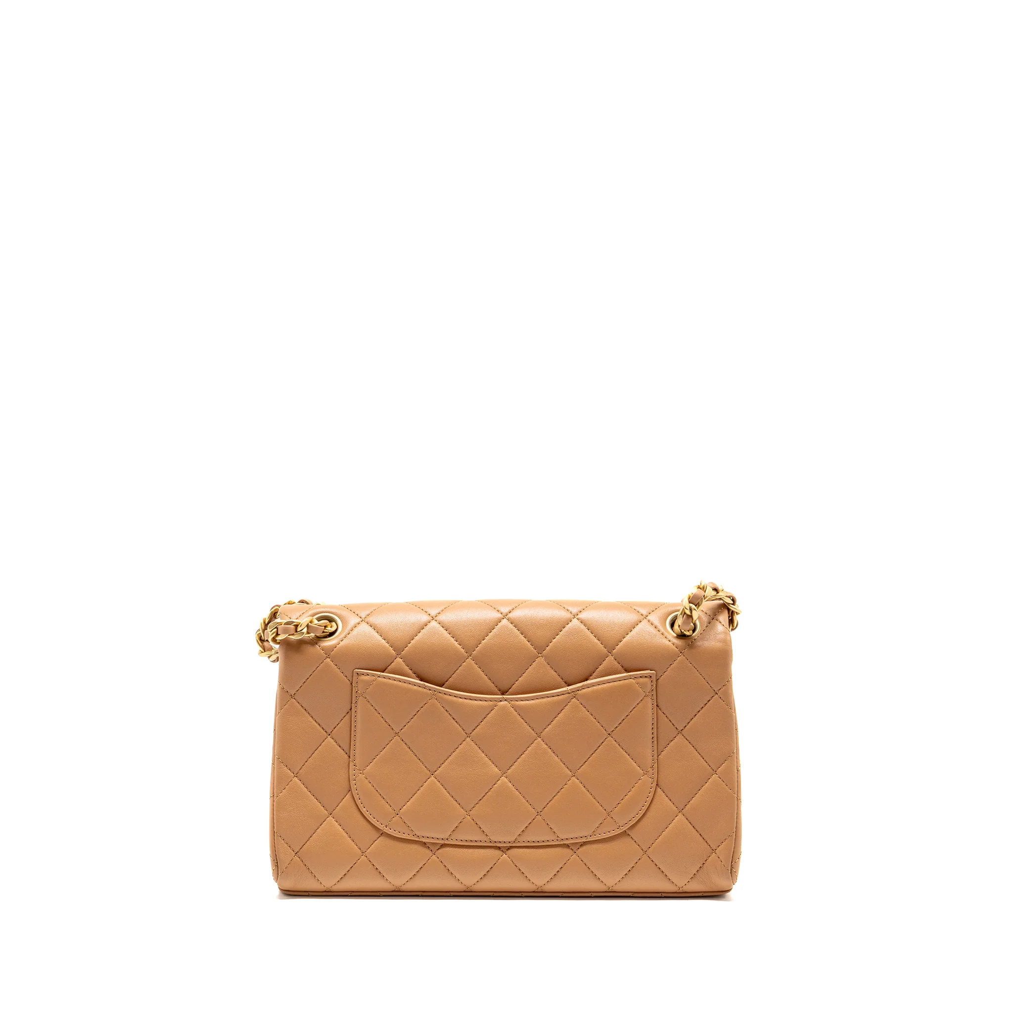 Chanel Detailed Chain CC Flap Bag Lambskin Dark Beige GHW (Microchip) - Image 2