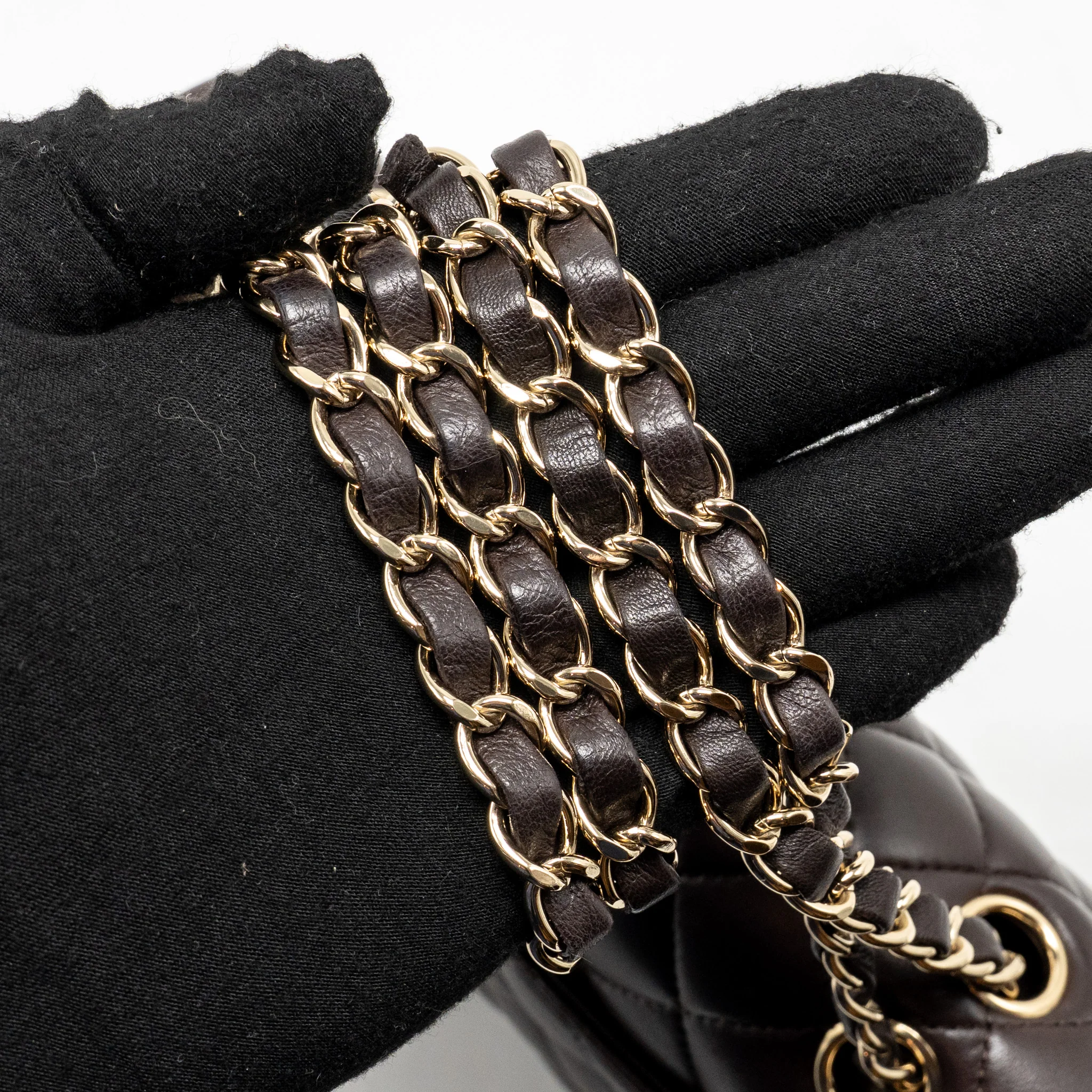 Chanel Small Classic Double Flap Bag Lambskin Dark Brown LGHW (Microchip) - Image 20