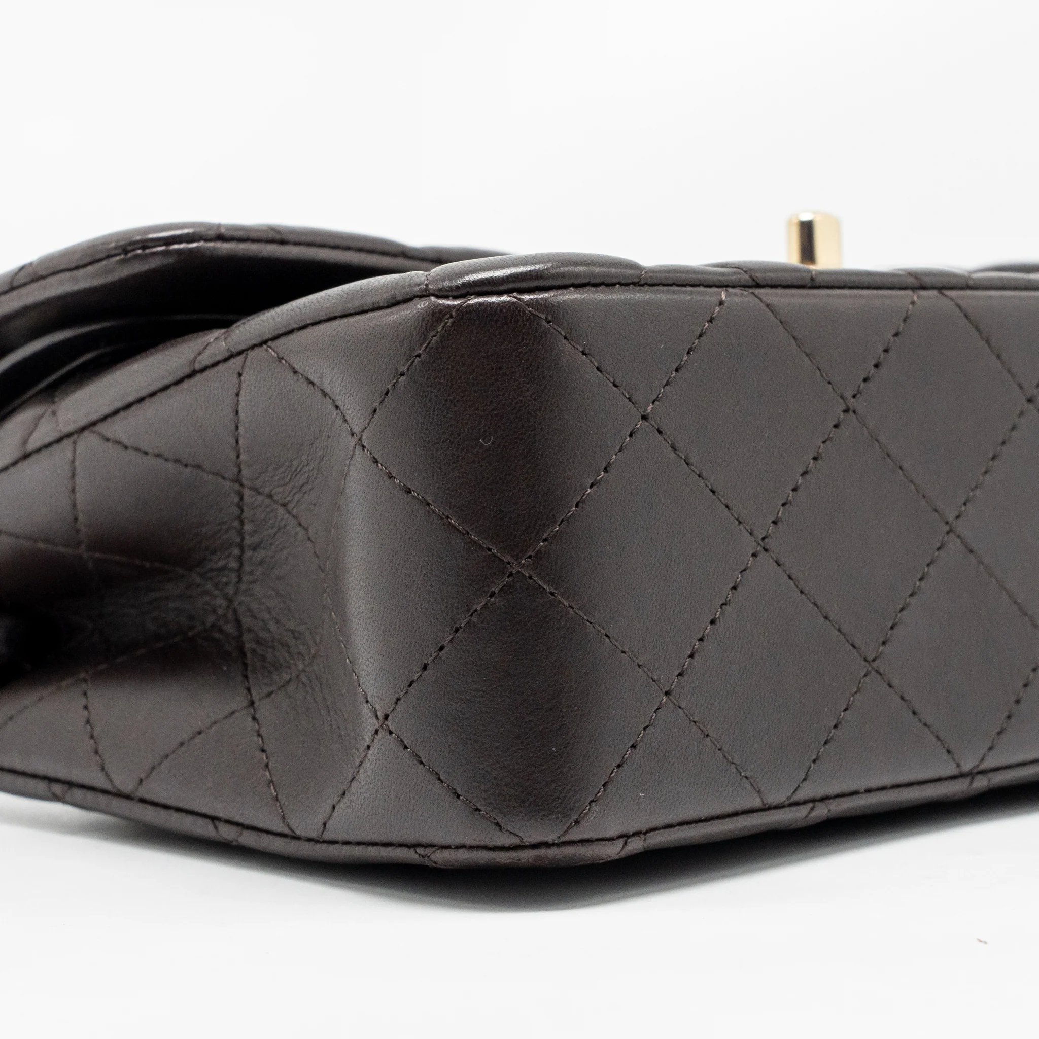 Chanel Small Classic Double Flap Bag Lambskin Dark Brown LGHW (Microchip) - Image 7