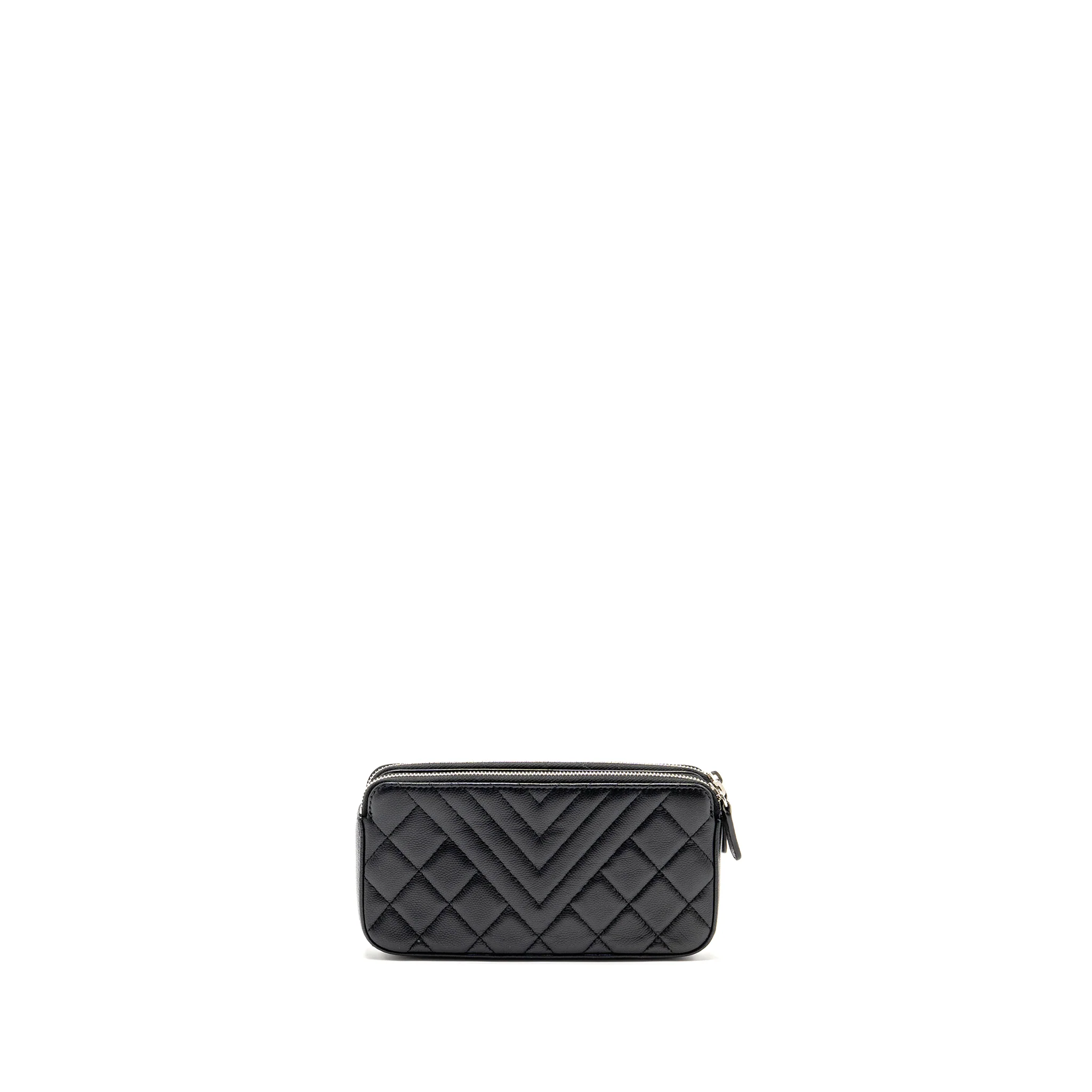 Chanel Double Zip Clutch with Chain Caviar Black SHW - Image 4