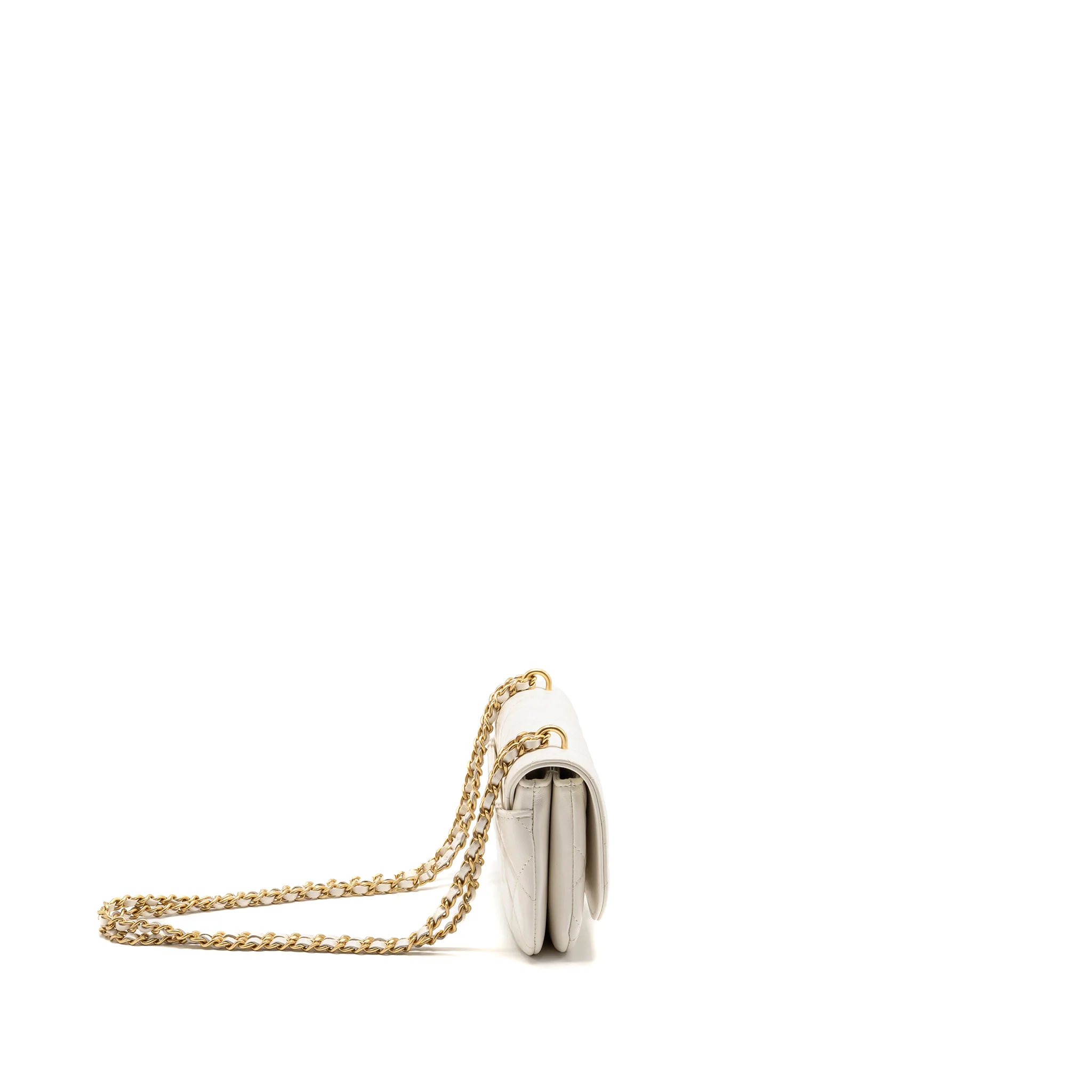 Chanel Flap Phone Holder with Chain Shiny Lambskin White GHW (Microchip) - Image 3