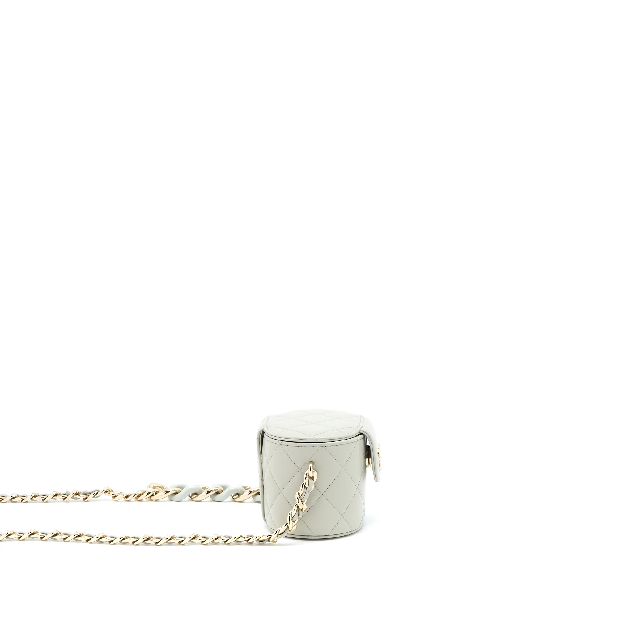 Chanel Giant Chain Mini Vanity Case Lambskin Light Grey LGHW - Image 4