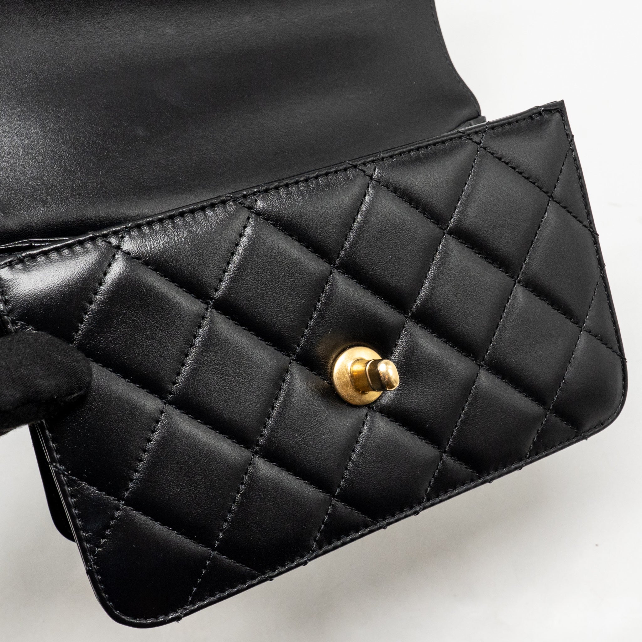 Chanel Gold Crush Mini Flap Bag Shiny Calfskin Black GHW (Microchip) - Image 14
