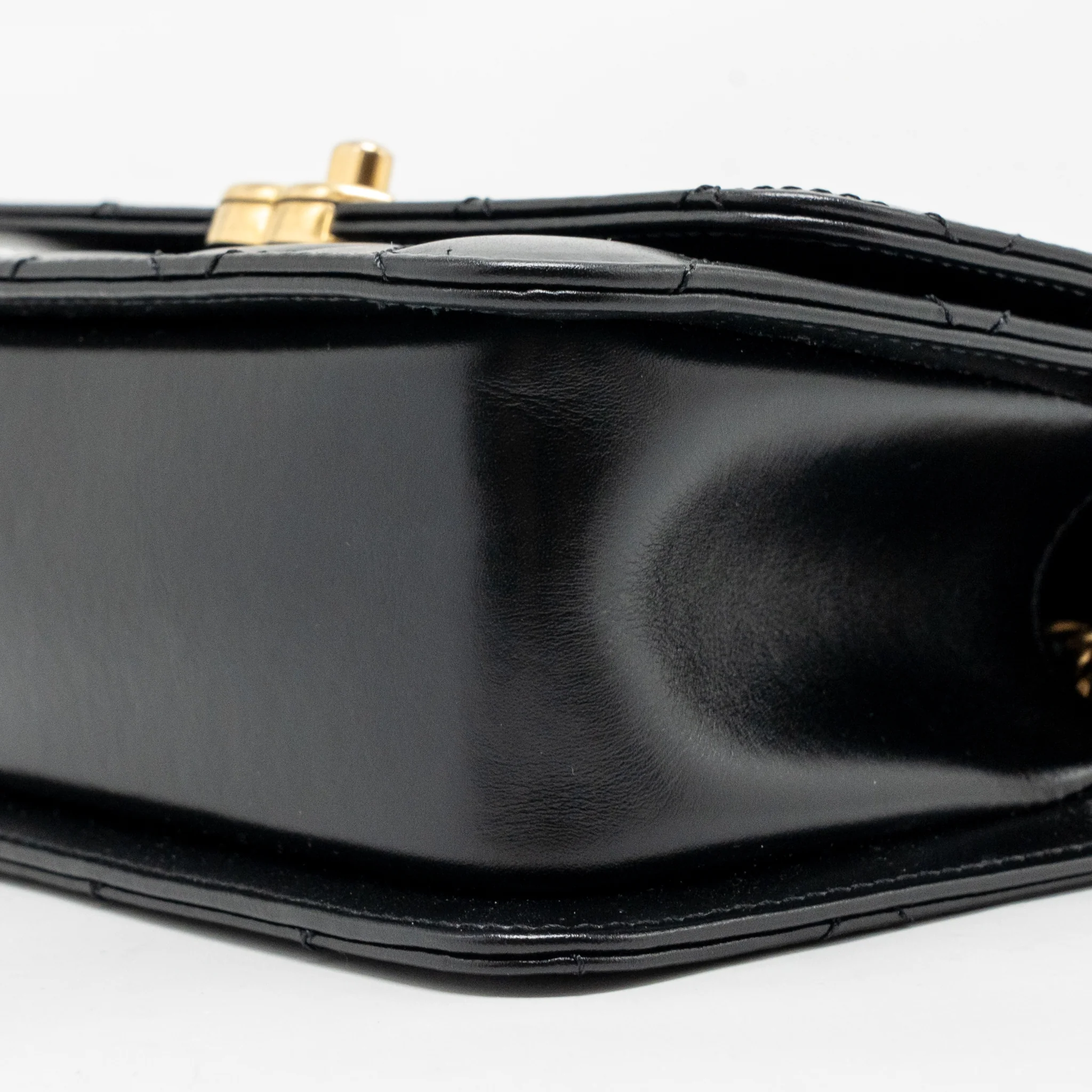 Chanel Gold Crush Mini Flap Bag Shiny Calfskin Black GHW (Microchip) - Image 8