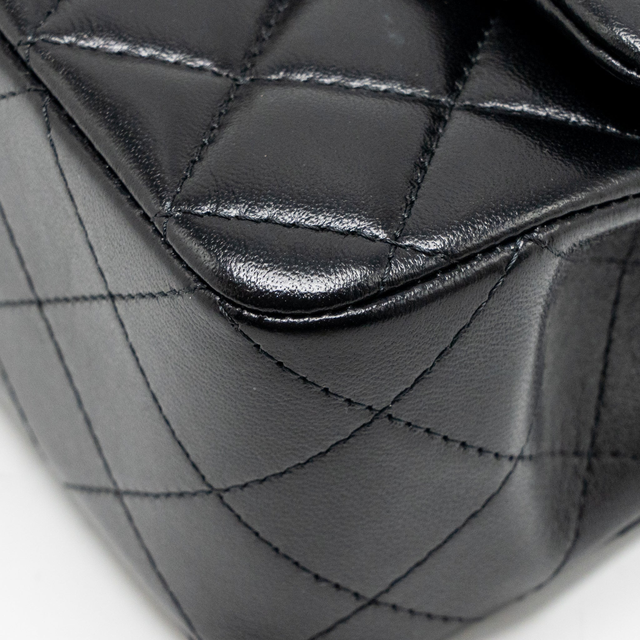 Chanel top handle mini rectangular flap bag lambskin black LGHW (microchip) - Image 10