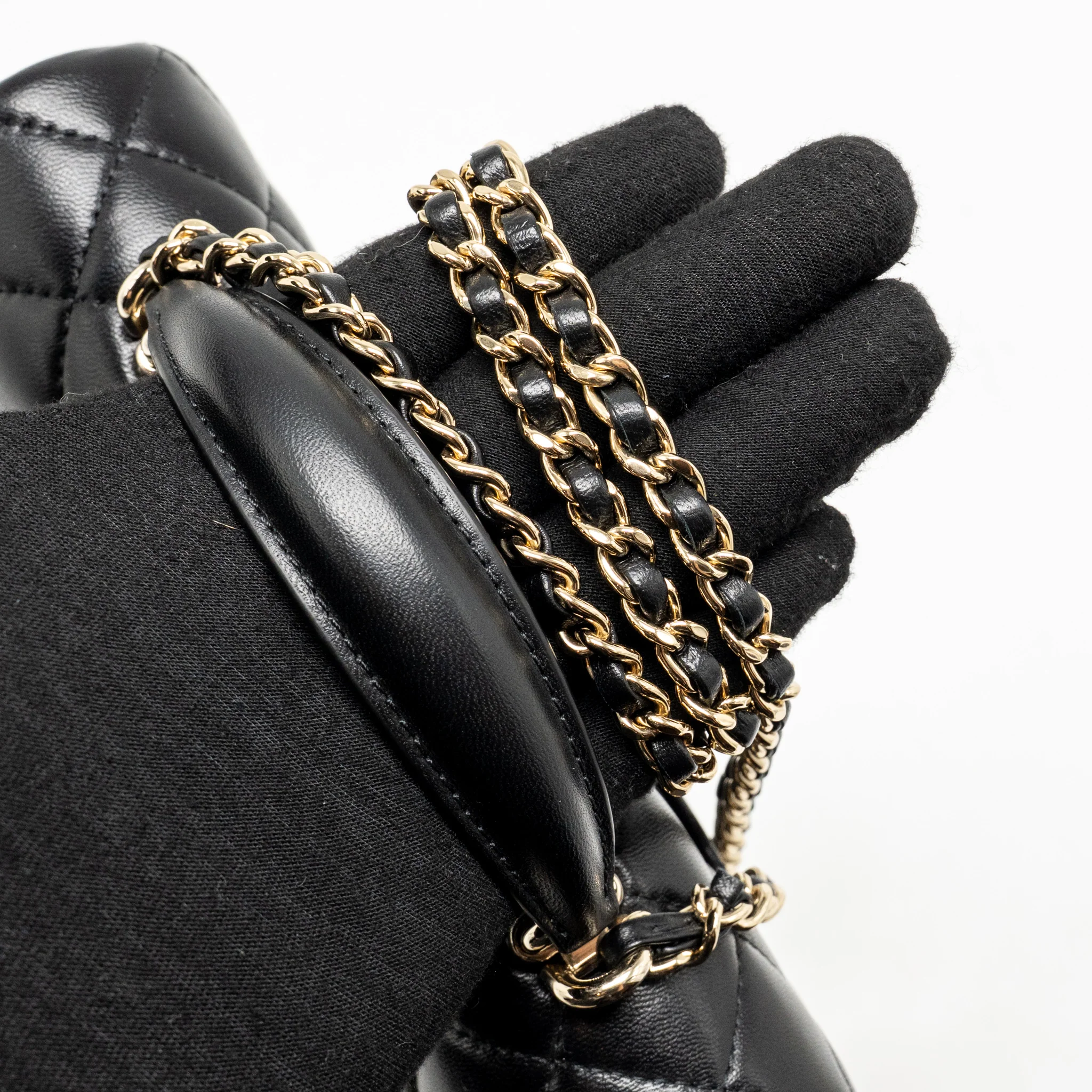 Chanel top handle mini rectangular flap bag lambskin black LGHW (microchip) - Image 13