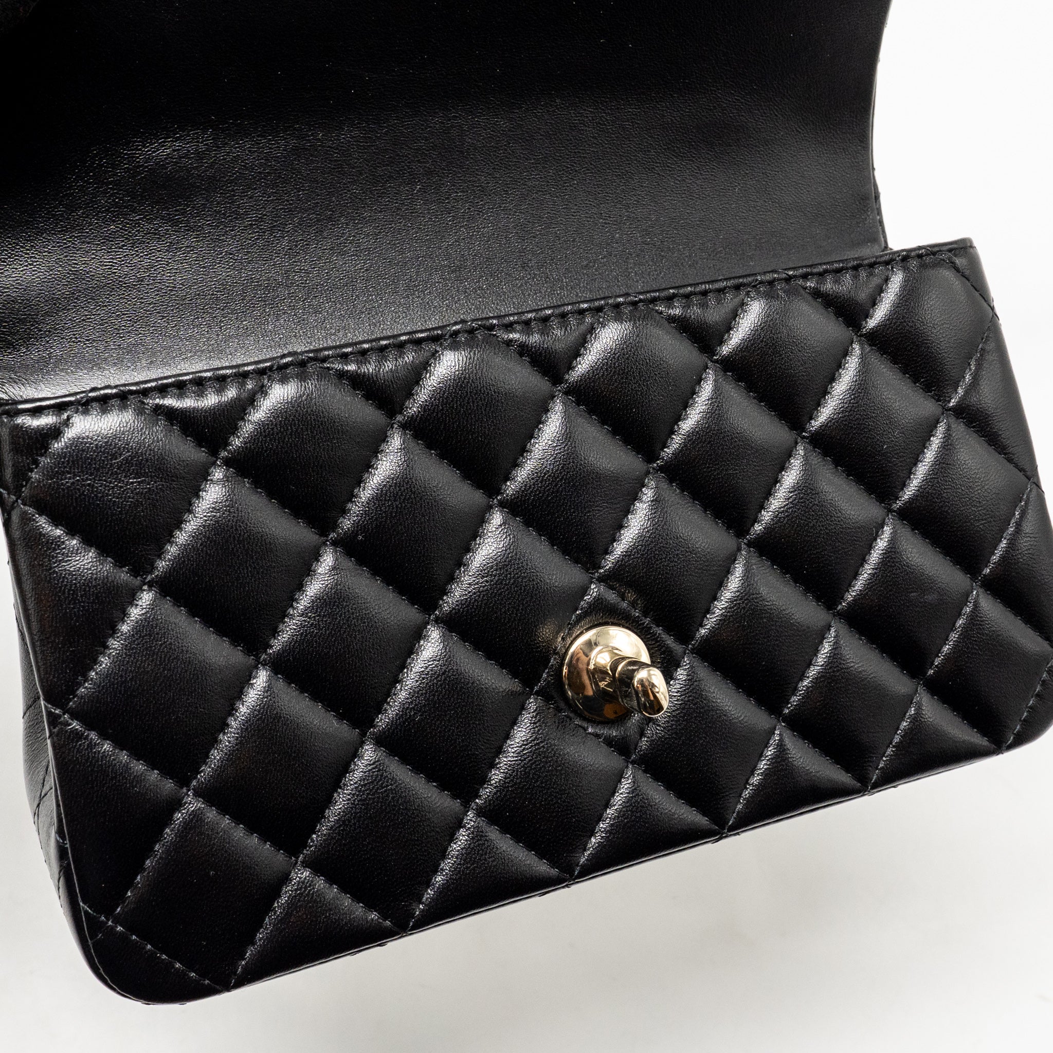 Chanel top handle mini rectangular flap bag lambskin black LGHW (microchip) - Image 15