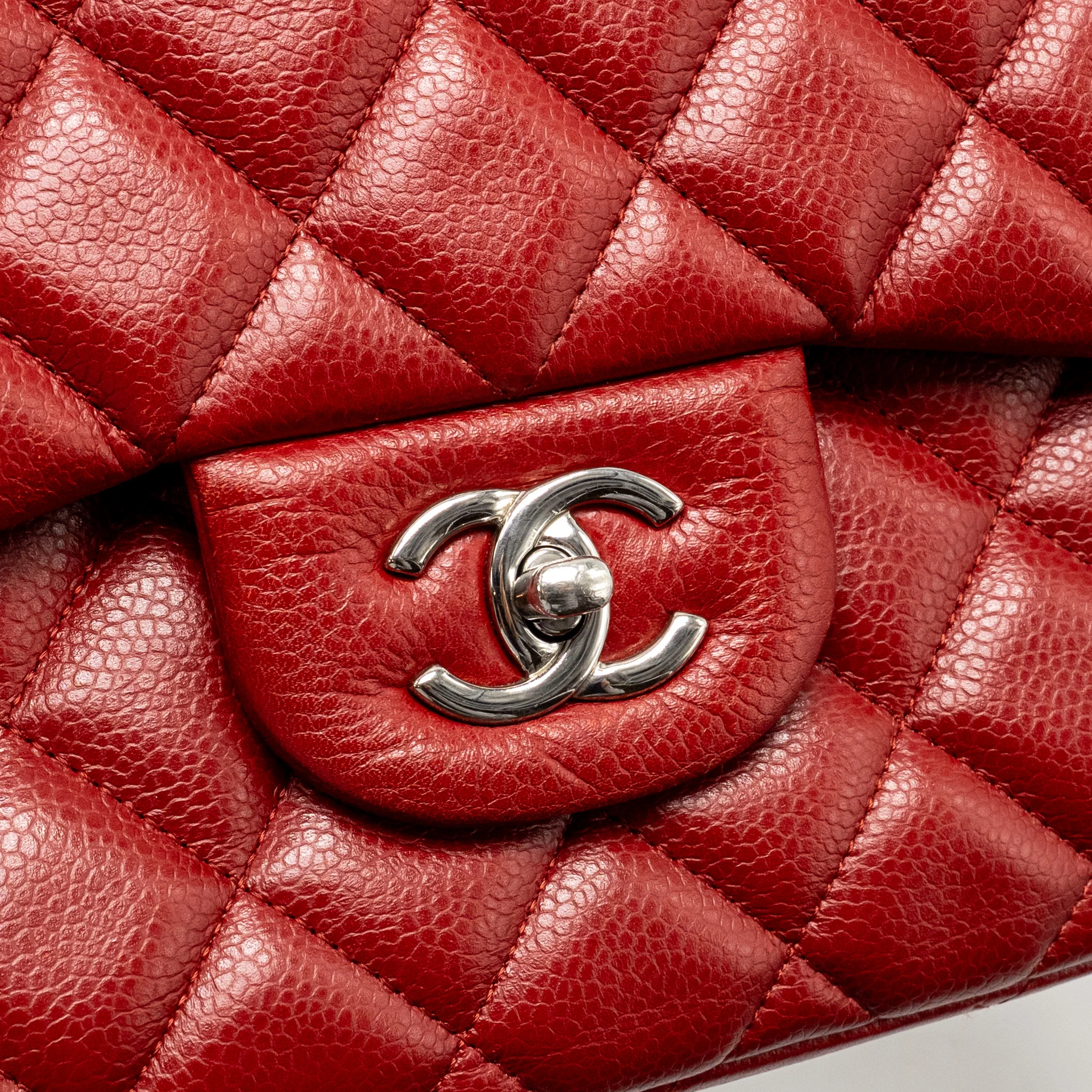 Chanel Jumbo Classic Double Flap Bag Caviar Red SHW - Image 13