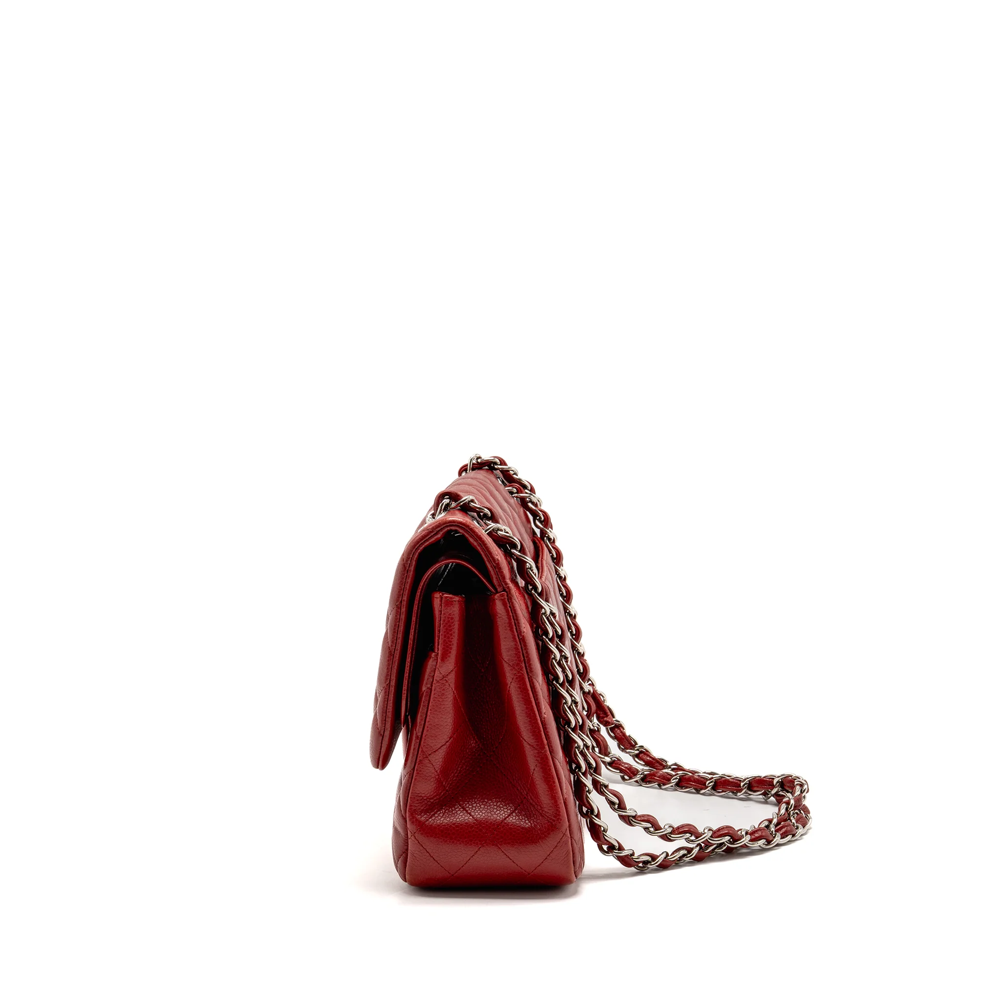 Chanel Jumbo Classic Double Flap Bag Caviar Red SHW - Image 4