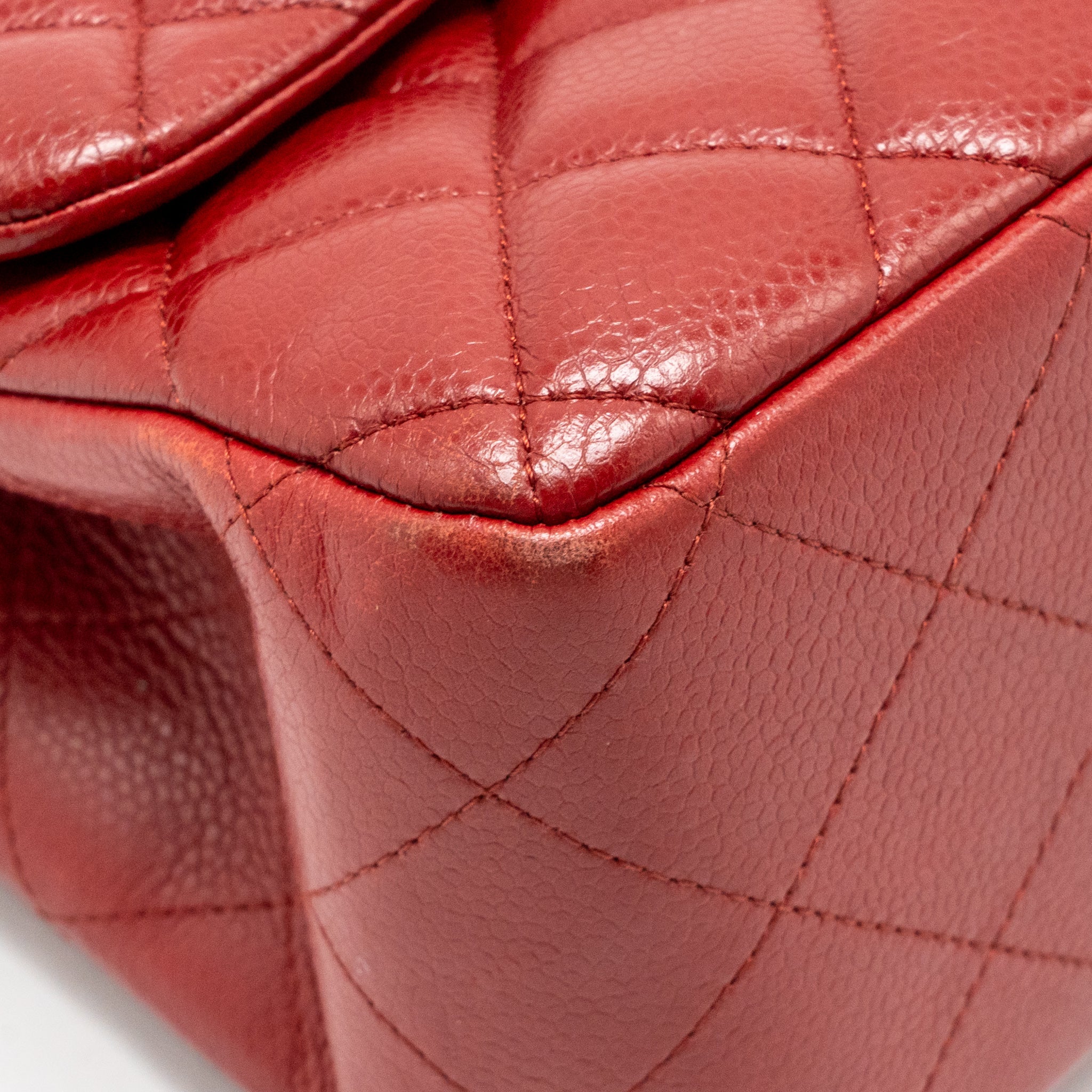 Chanel Jumbo Classic Double Flap Bag Caviar Red SHW - Image 9