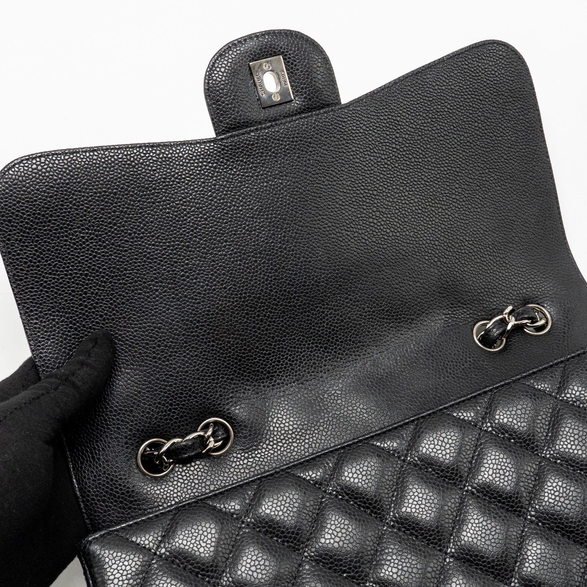 Chanel Jumbo Classic Single Flap Bag Caviar Black SHW - Image 13