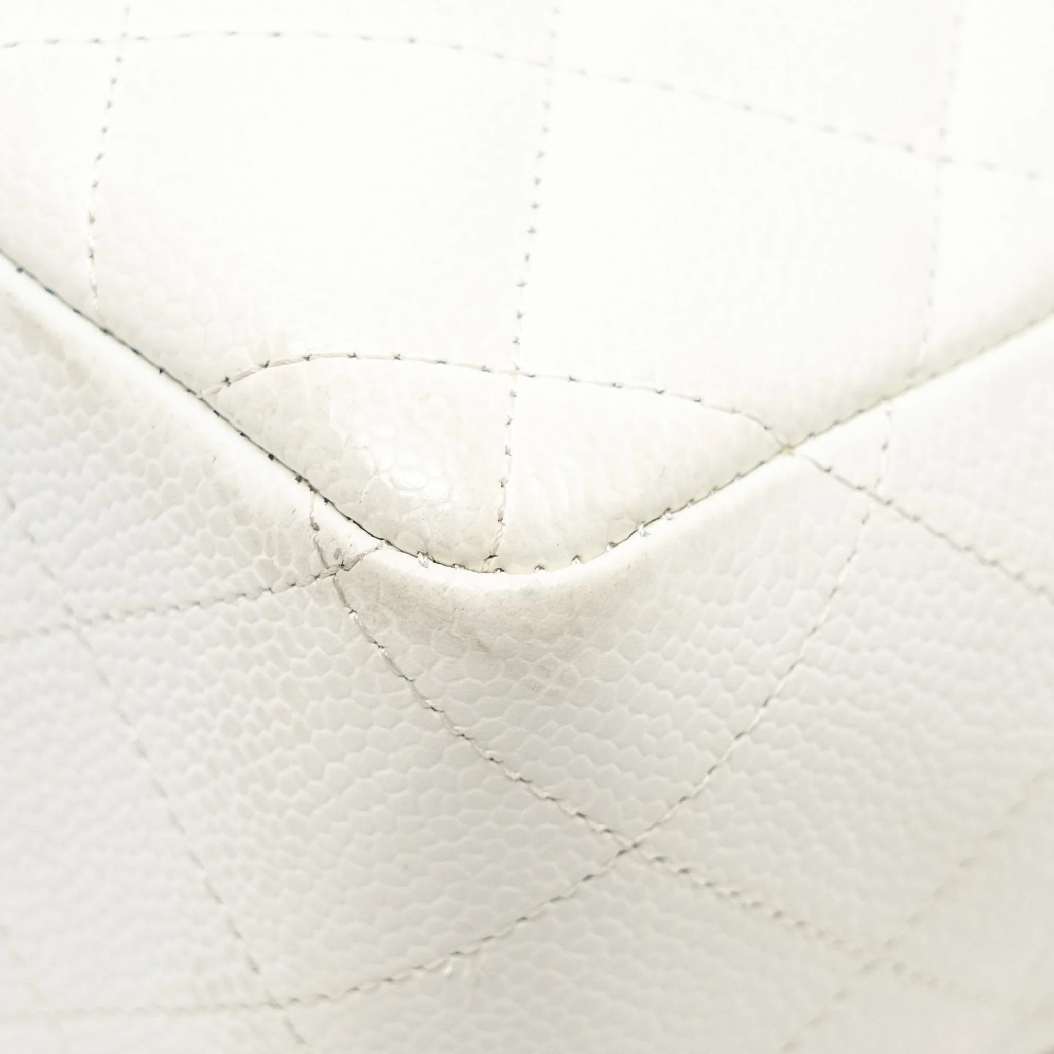 Chanel Jumbo Classic Single Flap Bag Caviar White SHW - Image 10