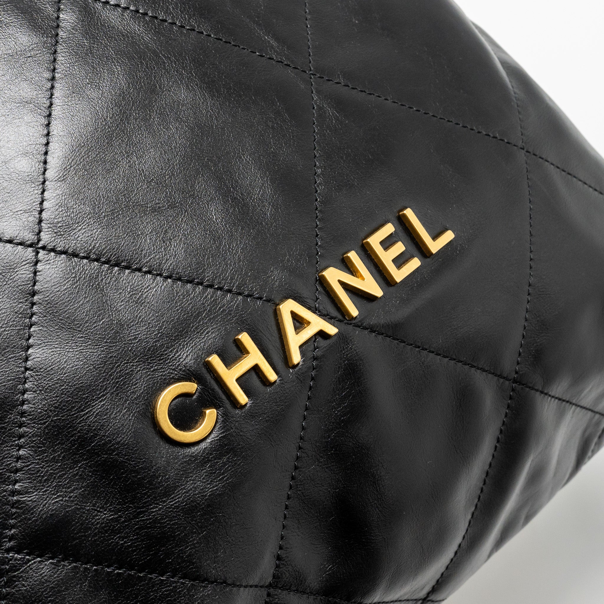 Chanel Large 22 Backpack Gold Letter Logo Shiny Calfskin Black GHW (microchip) - Image 12