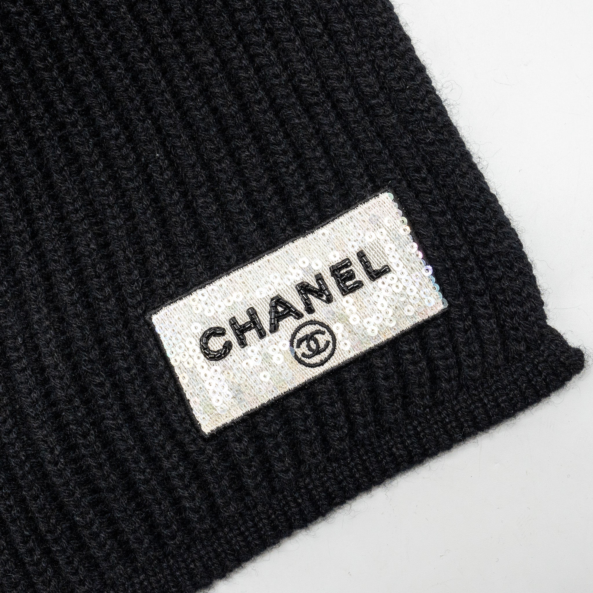 Chanel Letter and CC Logo Scarf Cashmere Black - Image 3