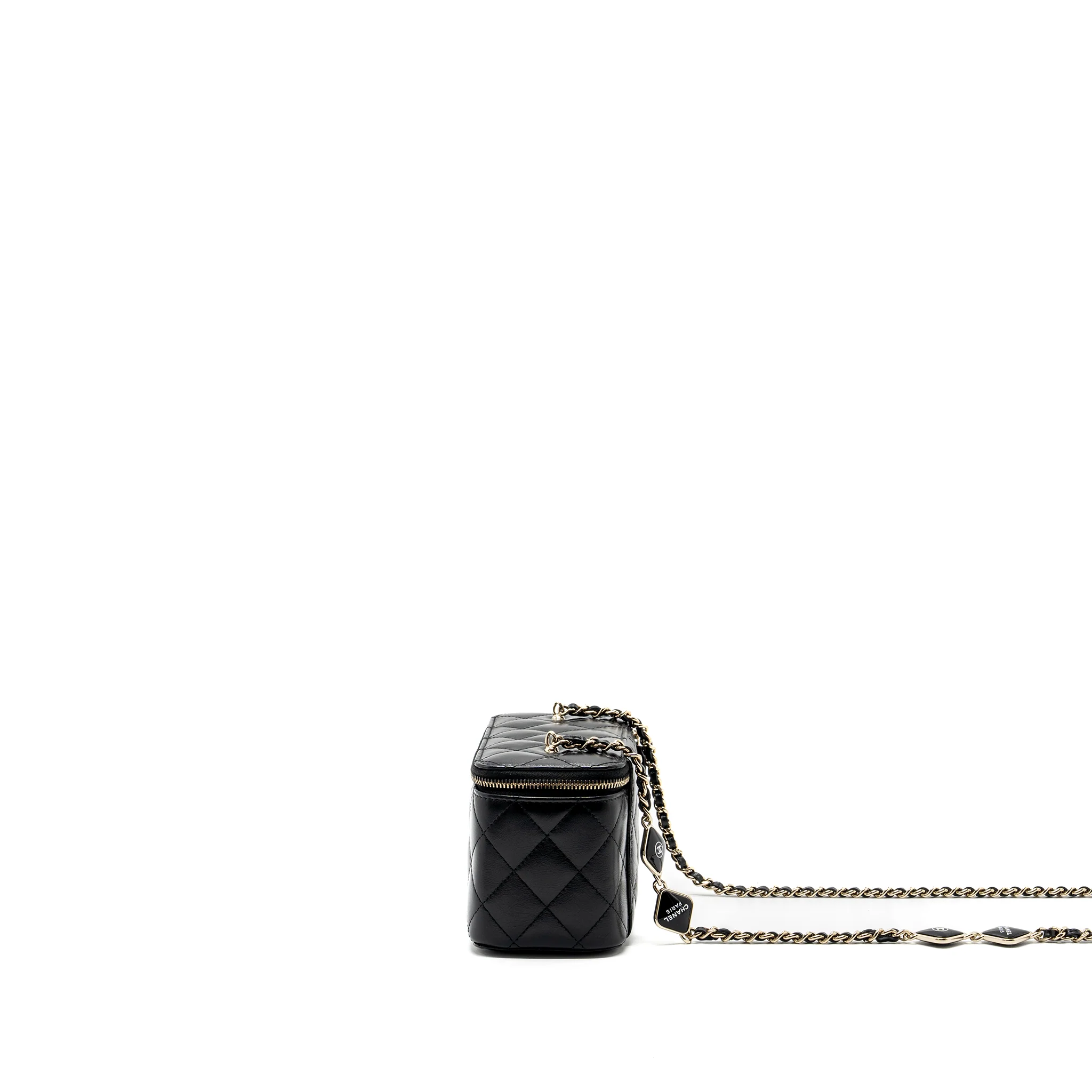 Chanel long vanity case with charms chain Calfskin Black LGHW (microchip) - Image 4