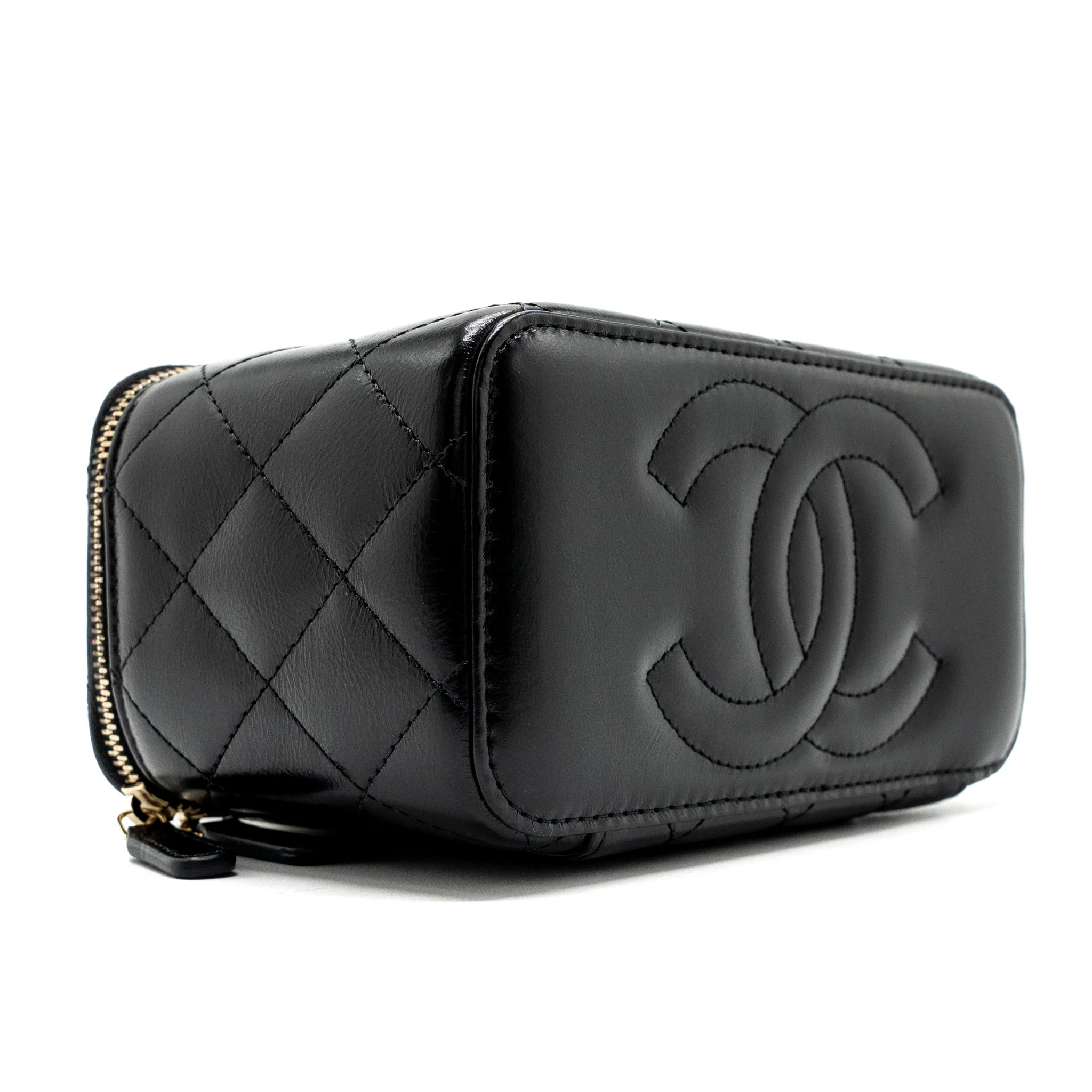 Chanel long vanity case with charms chain Calfskin Black LGHW (microchip) - Image 7