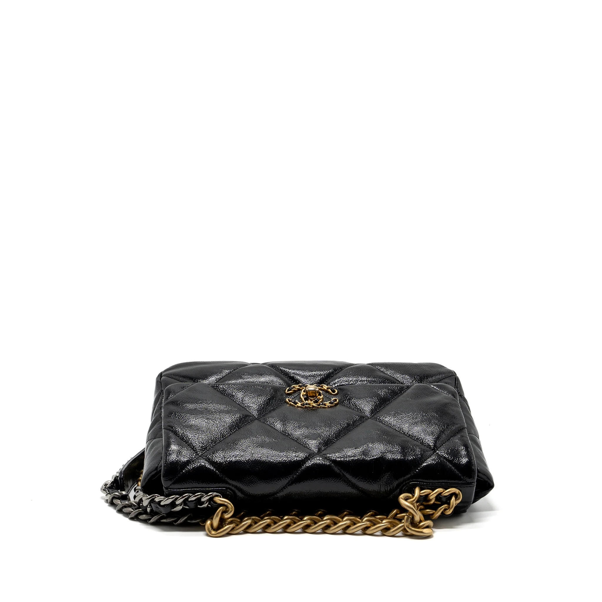 chanel medium 19 bag shiny calfskin black multicolour hardware - Image 5