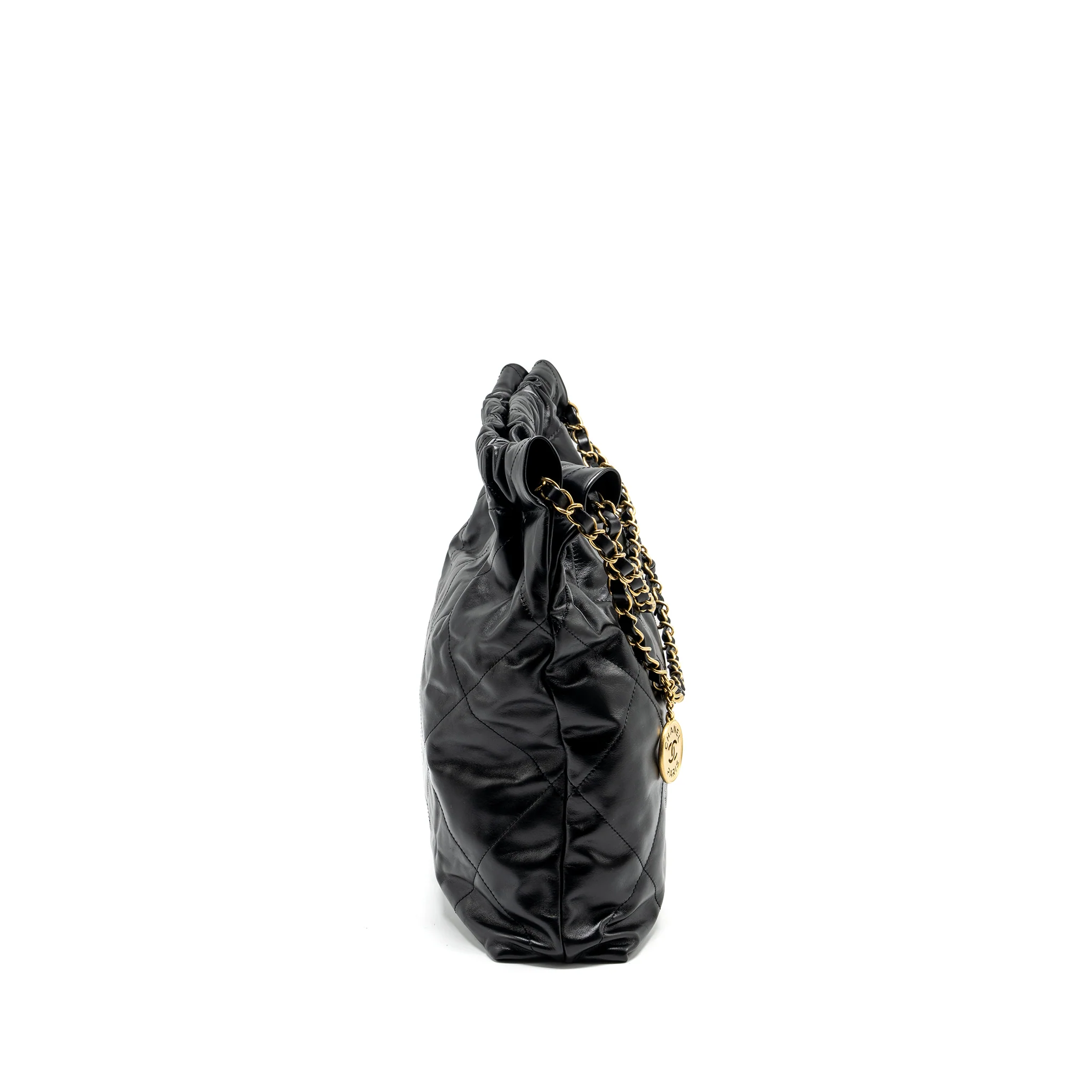 CHANEL medium 22 Bag Shiny Calfskin Black GHW - Image 3